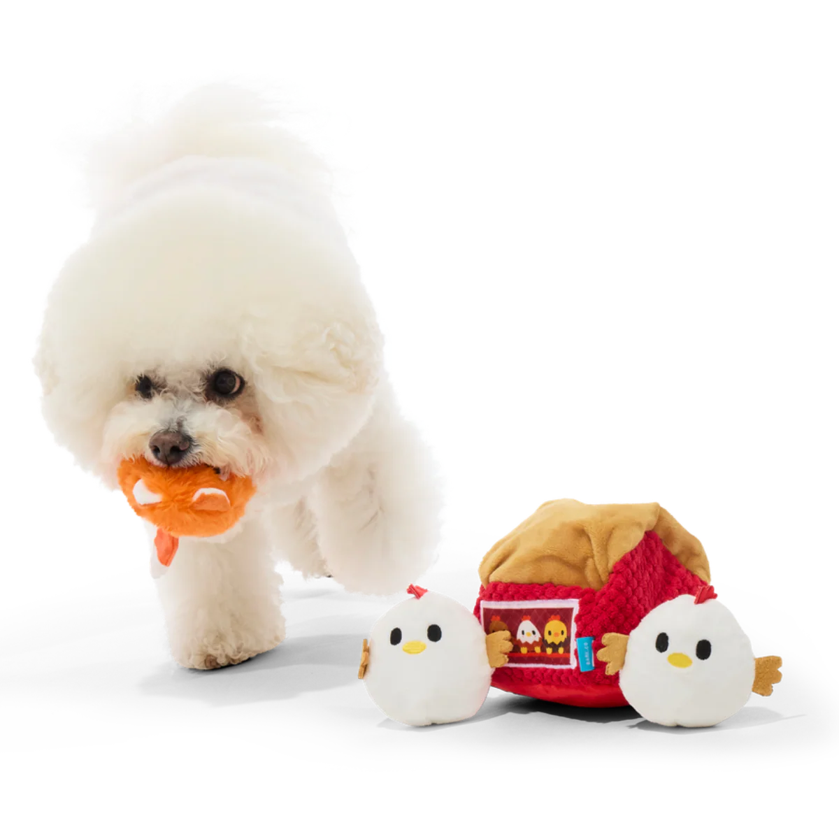 Hen Party Plush Multi-Part + Enrichment Dog Toy