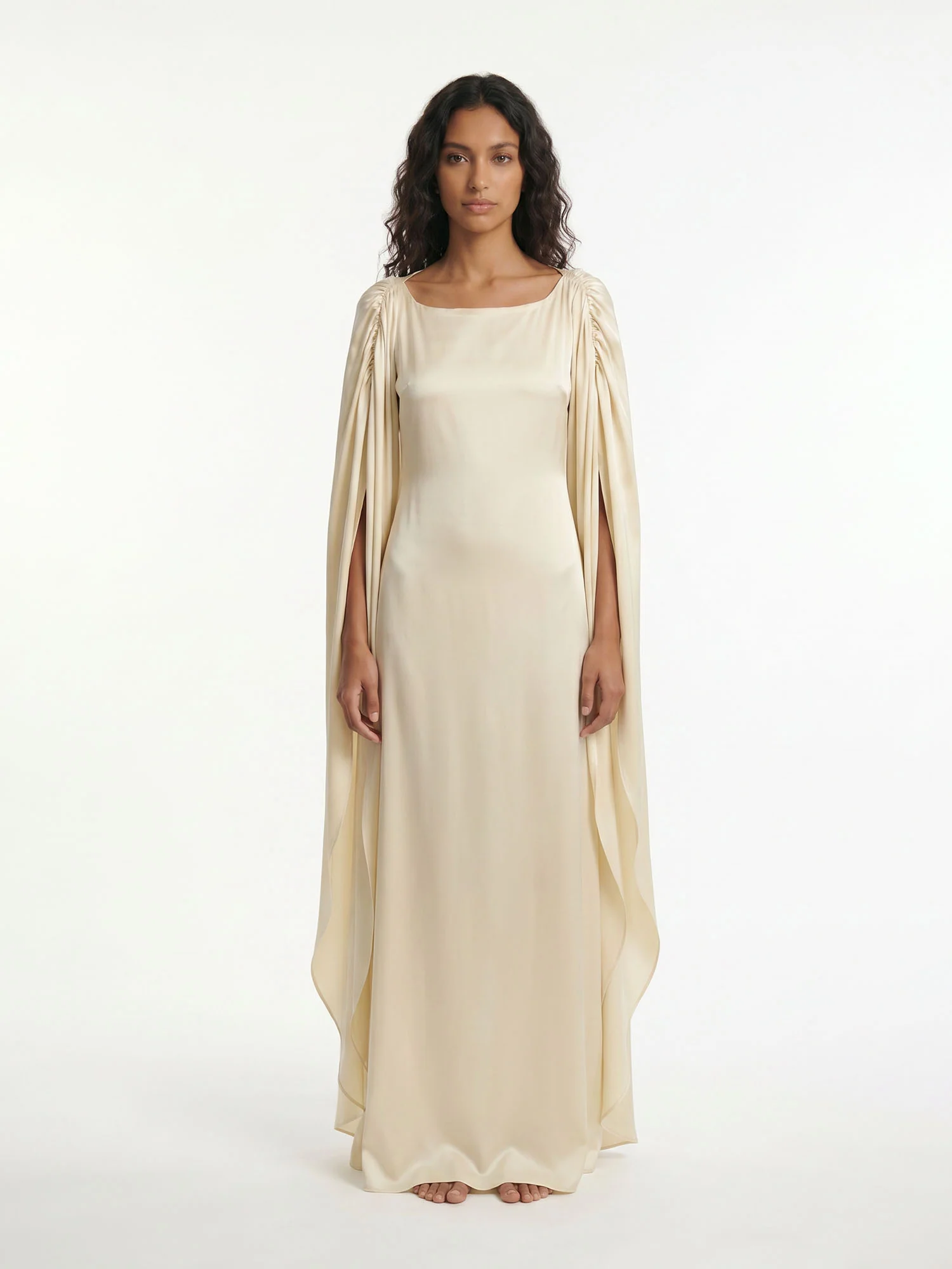 Ivory Cape Flow Maxi Dress