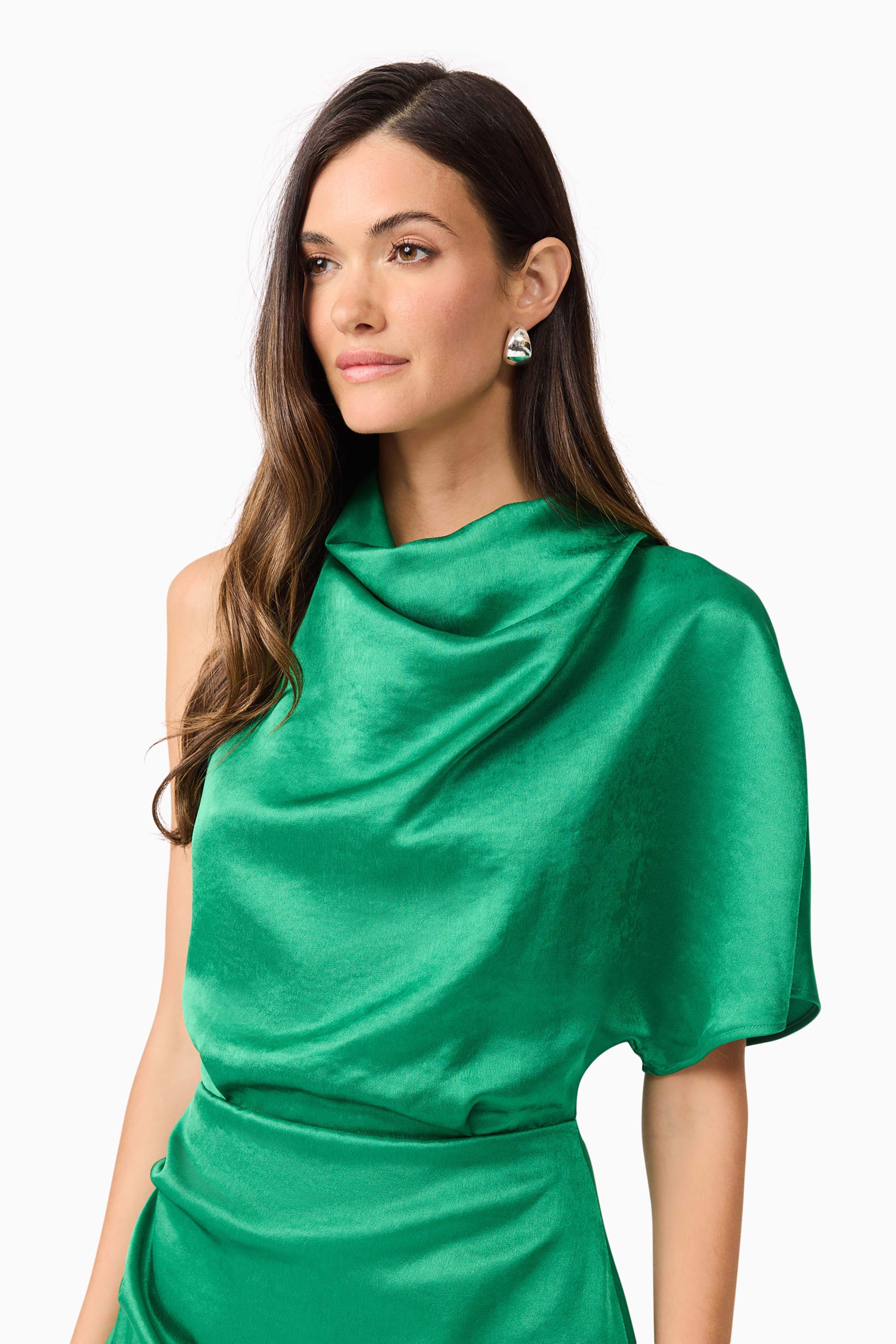 Ameera One Shoulder Mini Dress in Green