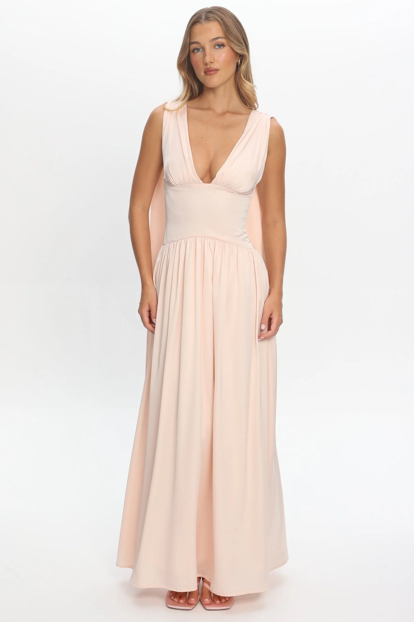 Lorienne Shoulder Sash Maxi Dress Pearl