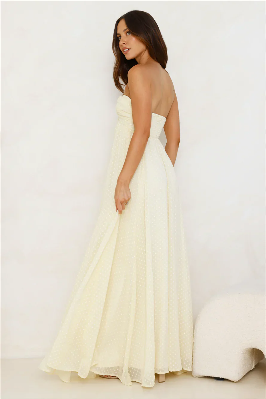 Secluded Grove Strapless Maxi Dress Yellow - luluinthesky
