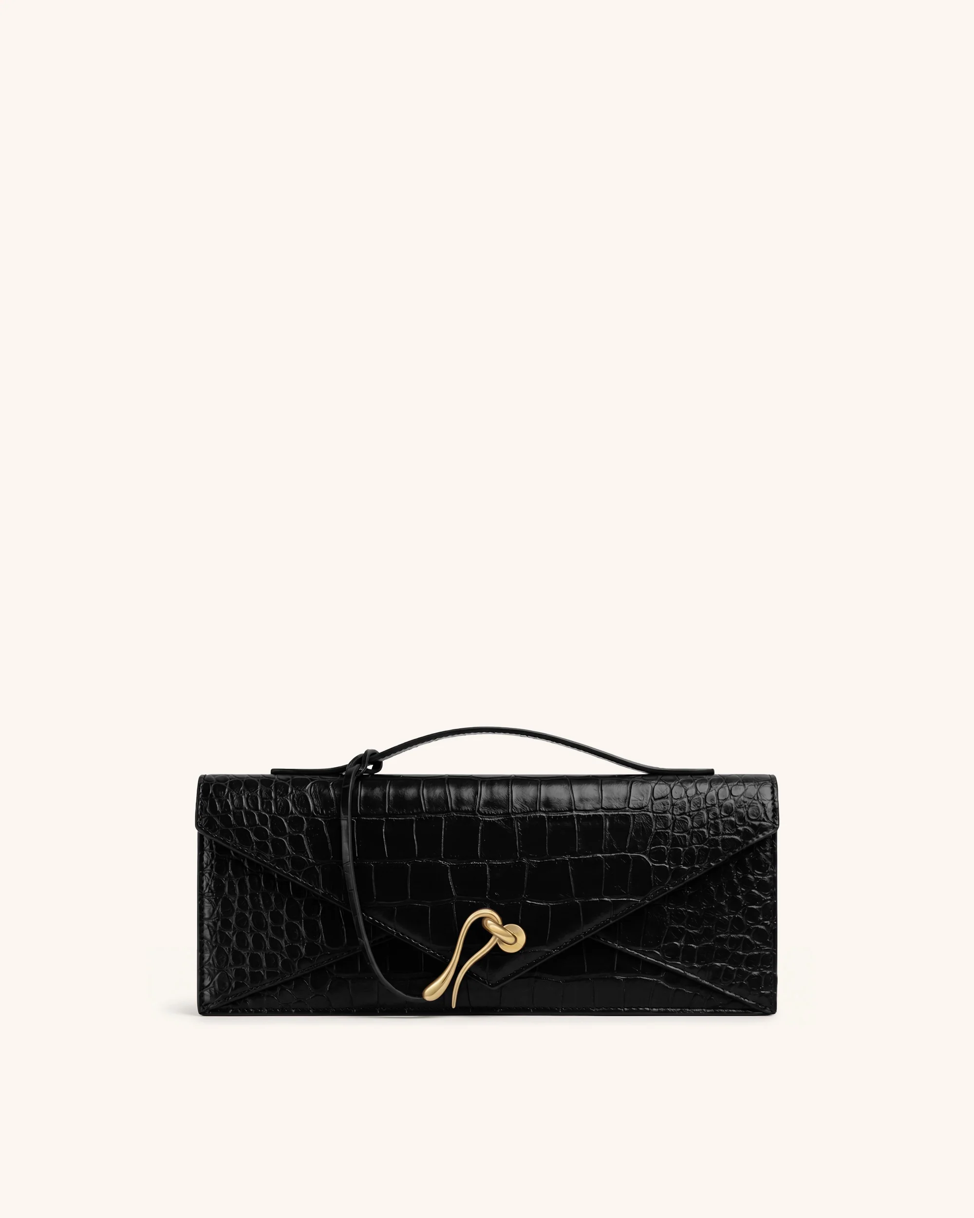 Celeste Envelope Top Handle Bag - Black Croc