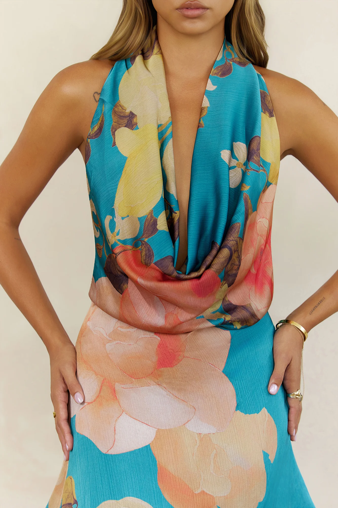 Girlie Glitch Satin Mini Dress Teal