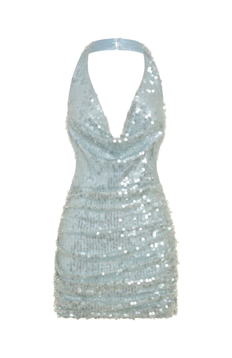 At The Function Halter Mini Dress Mist
