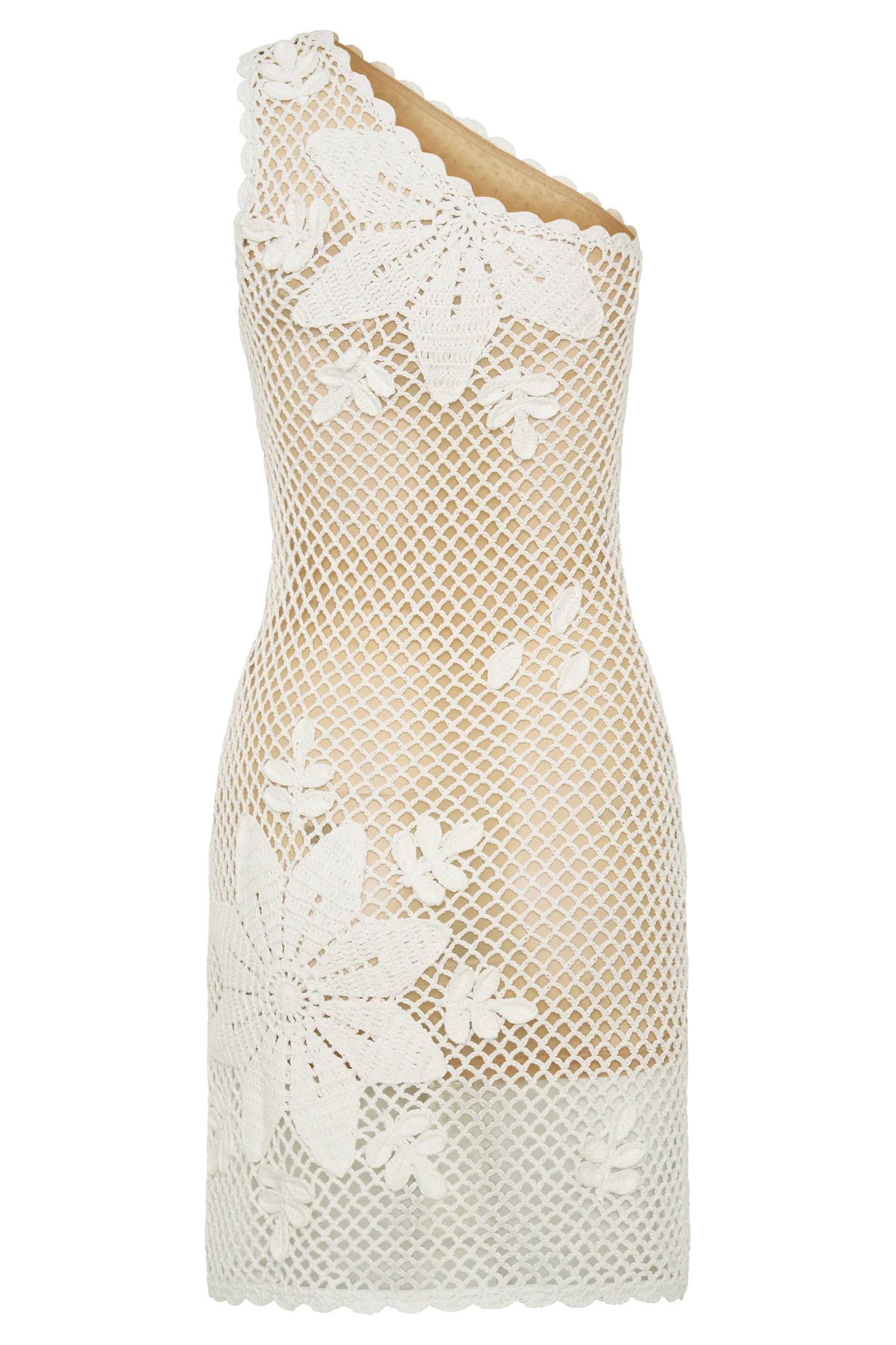 Barker Hand Crochet Knit Mini Dress - White