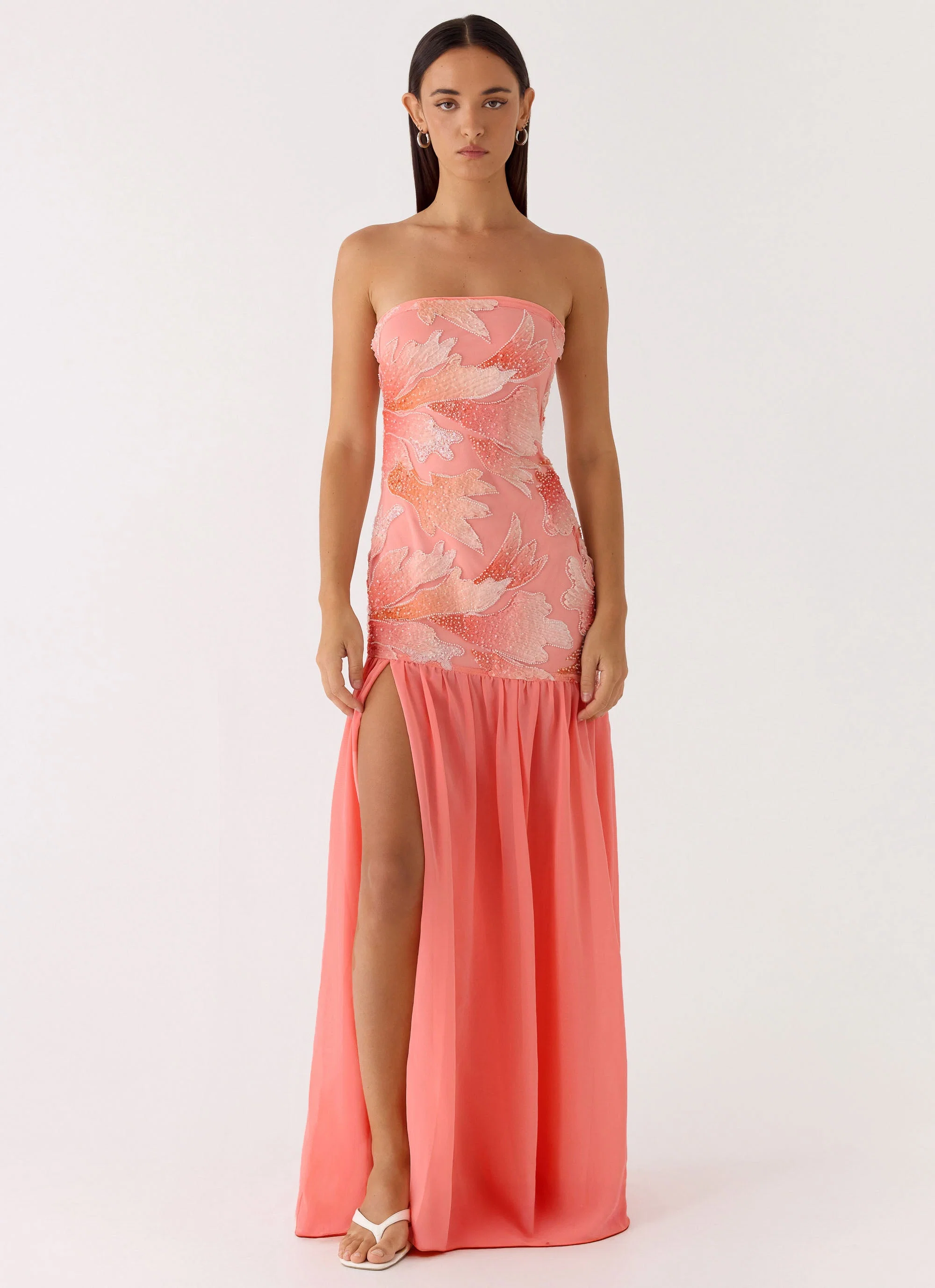 Allana Beaded Maxi Dress - Papaya