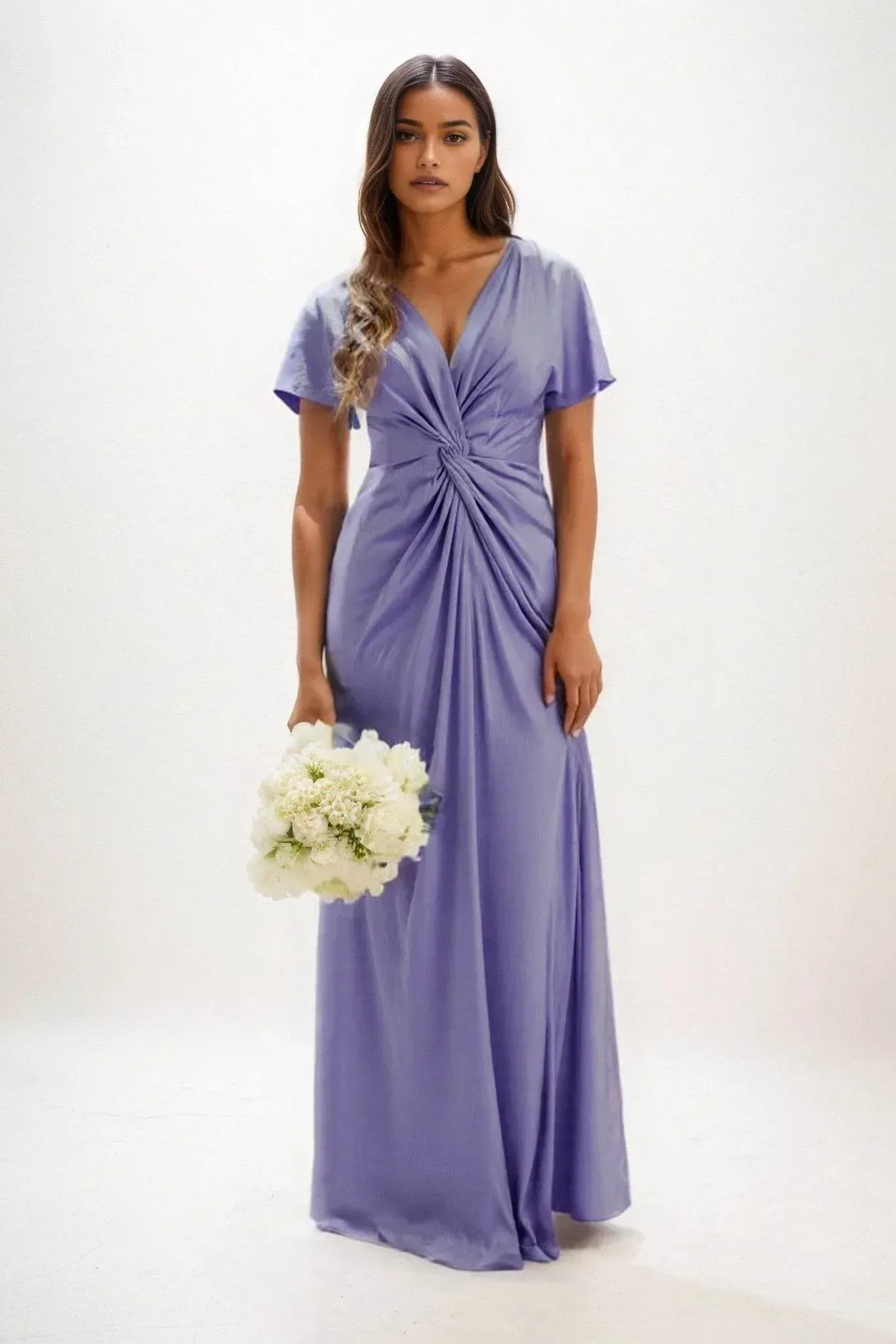 A-Line Maxi Luxe Satin Bridesmaid Dress CB0838