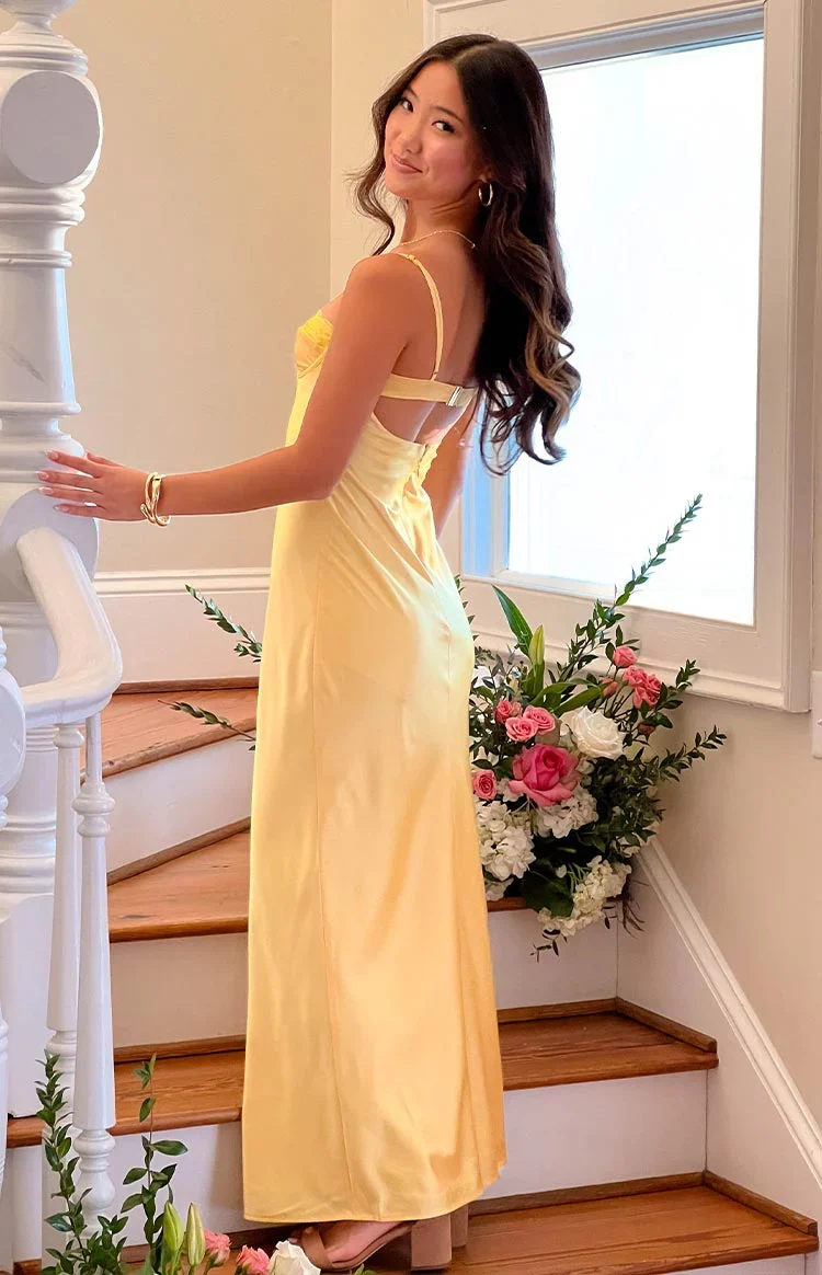 Mariana Yellow Lace Bust Midi Dress