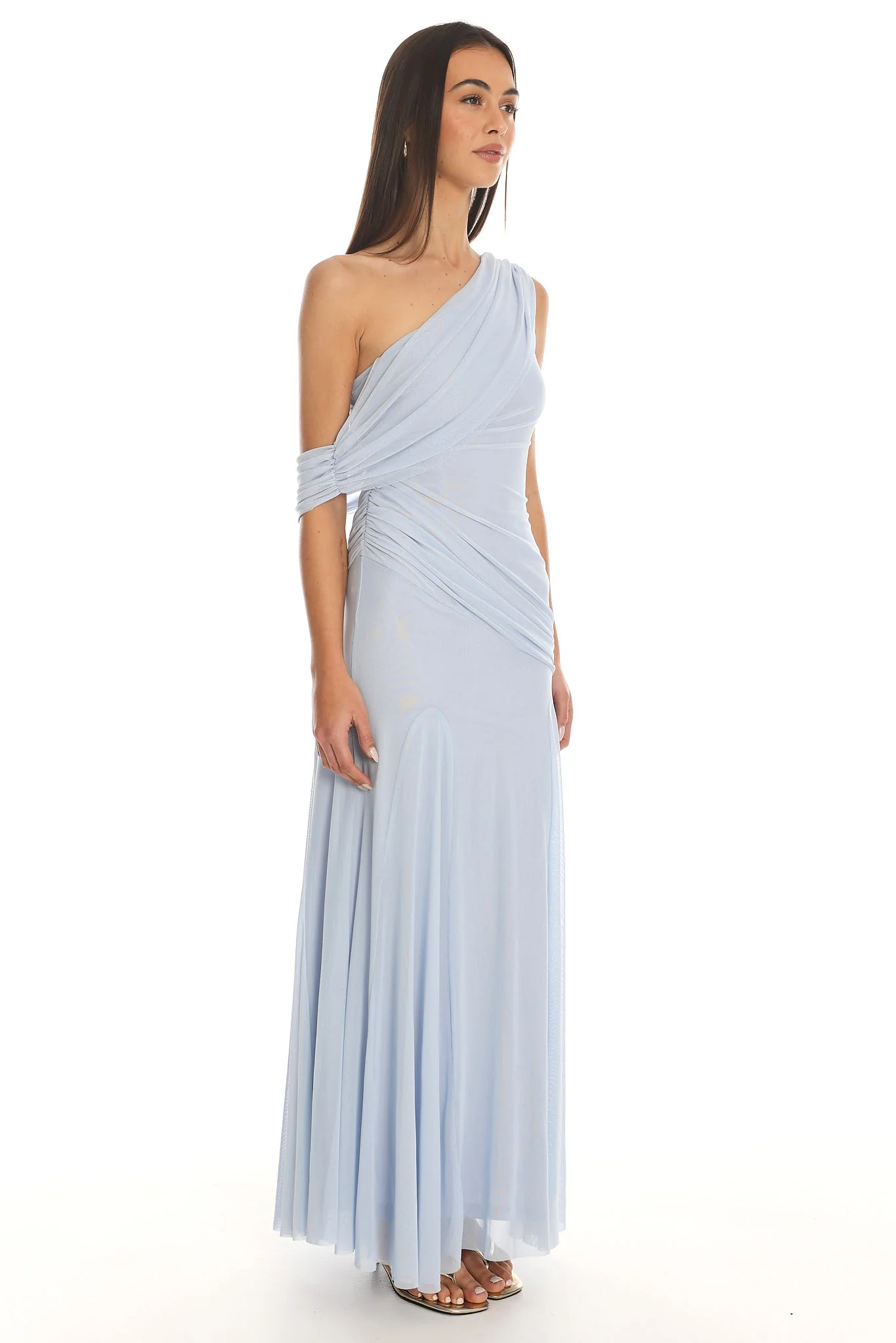 Anaisa Asymmetric Neckline Draped Maxi Dress Baby Blue - luluinthesky