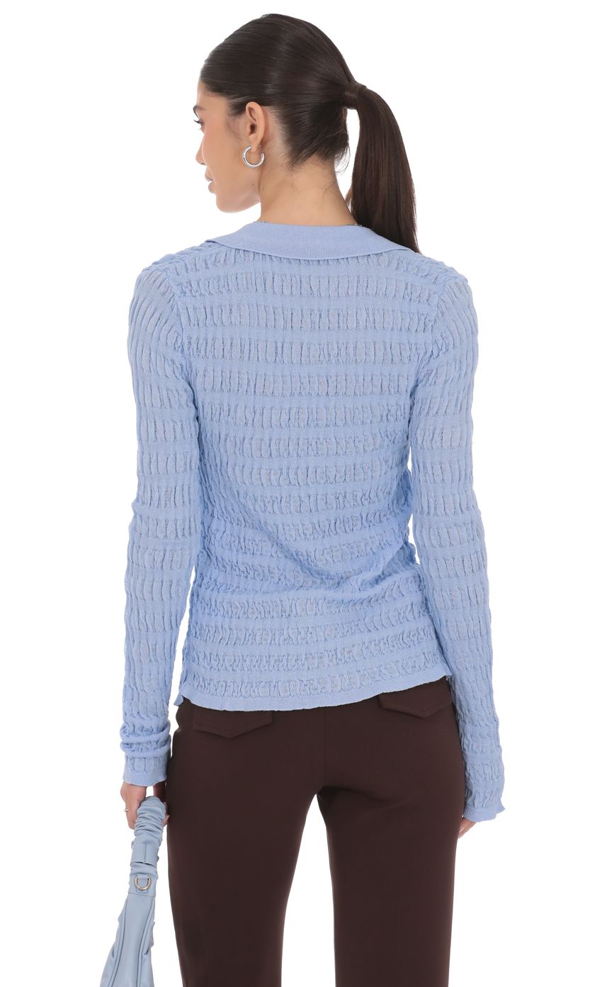Textured Ribbed Top in Blue