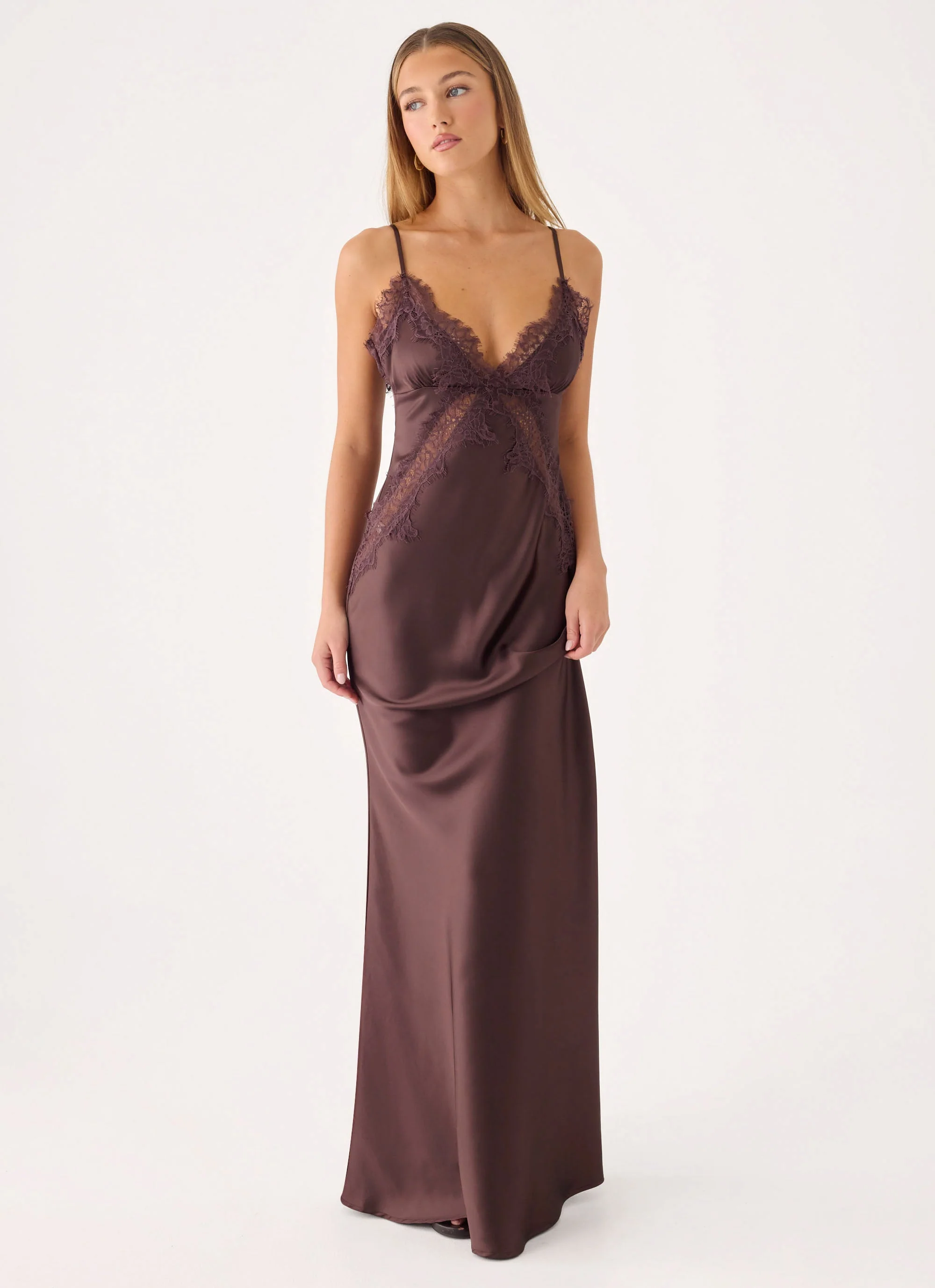 Winona Night Slip Dress - Chocolate - luluinthesky