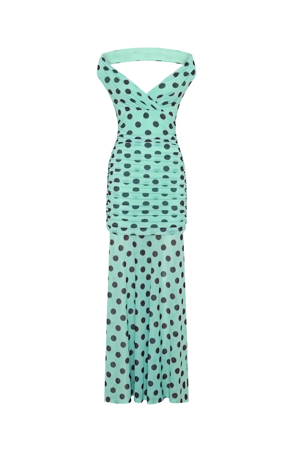 Sweet And Chic Maxi Dress Aqua Polka Dot