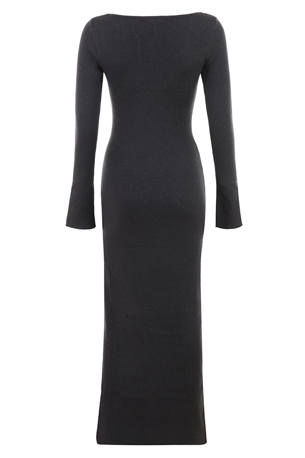Charcoal Cashmere Knit Maxi Dress