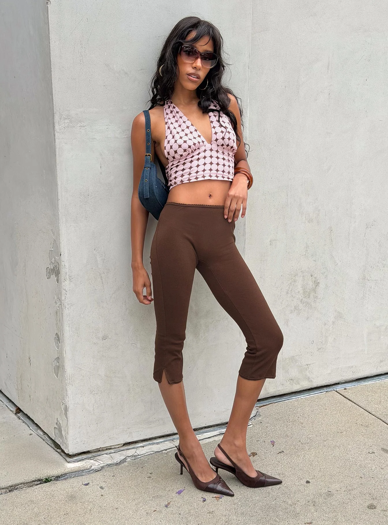 Baseline Rib Capri Pants Chocolate