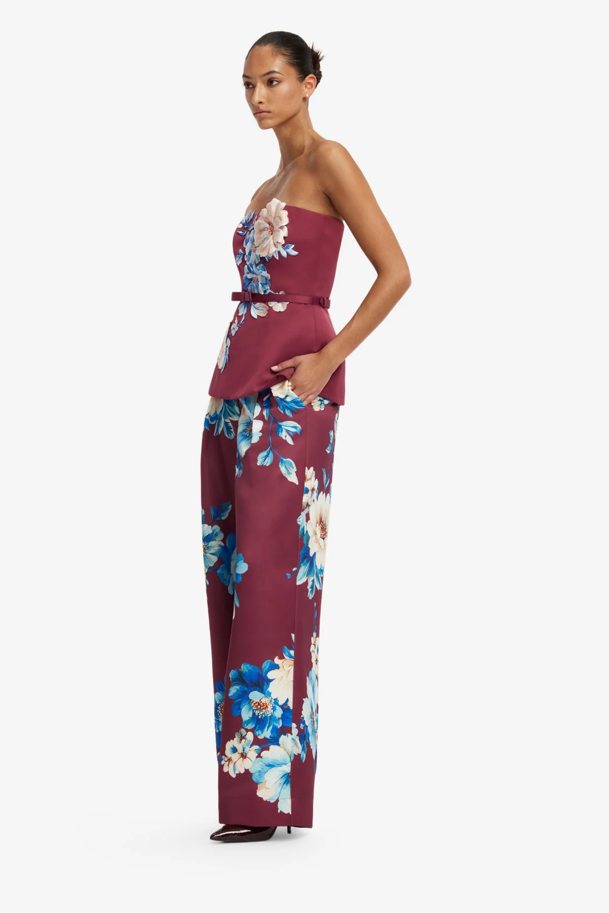 Nadia Embroidered Bustier Top - Cosmos Print