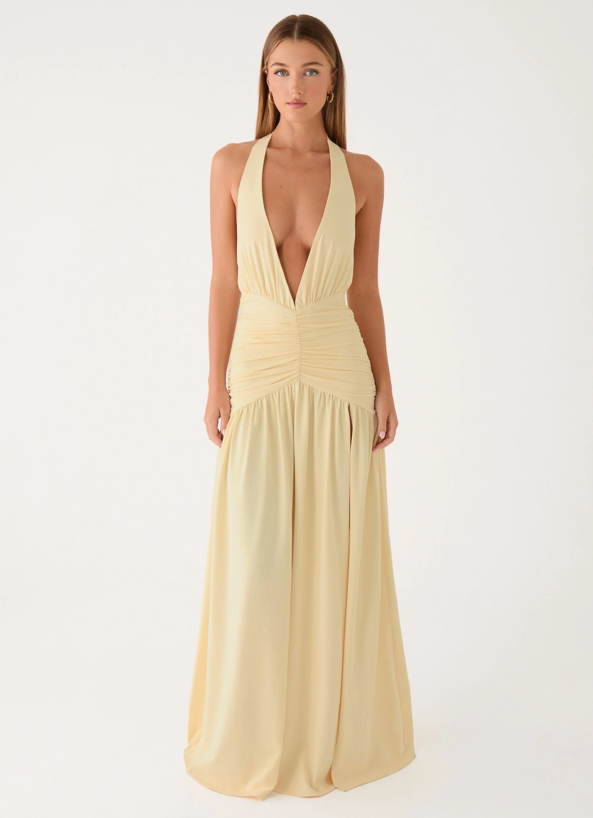 Makena Halter Maxi Dress - Yellow - luluinthesky