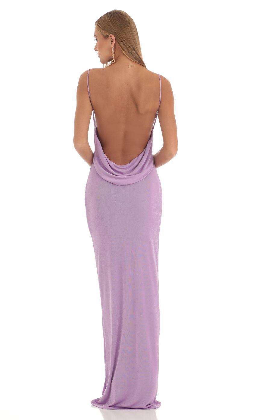 Draped Back Maxi Dress in Purple