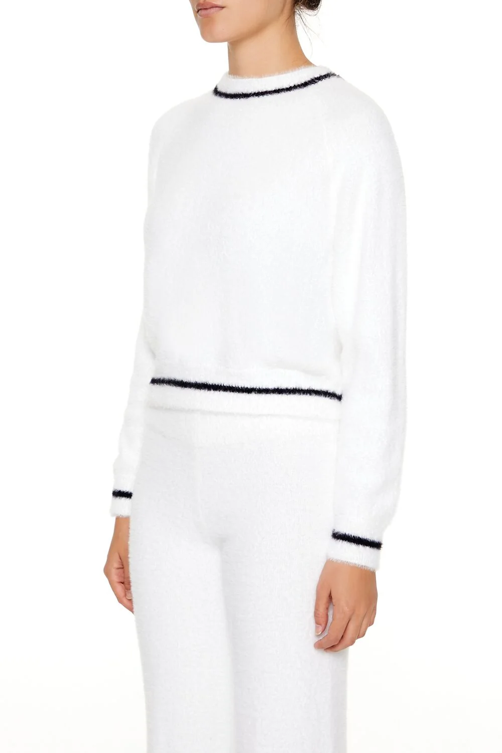 Two-Tone Fuzzy Knit Sweater