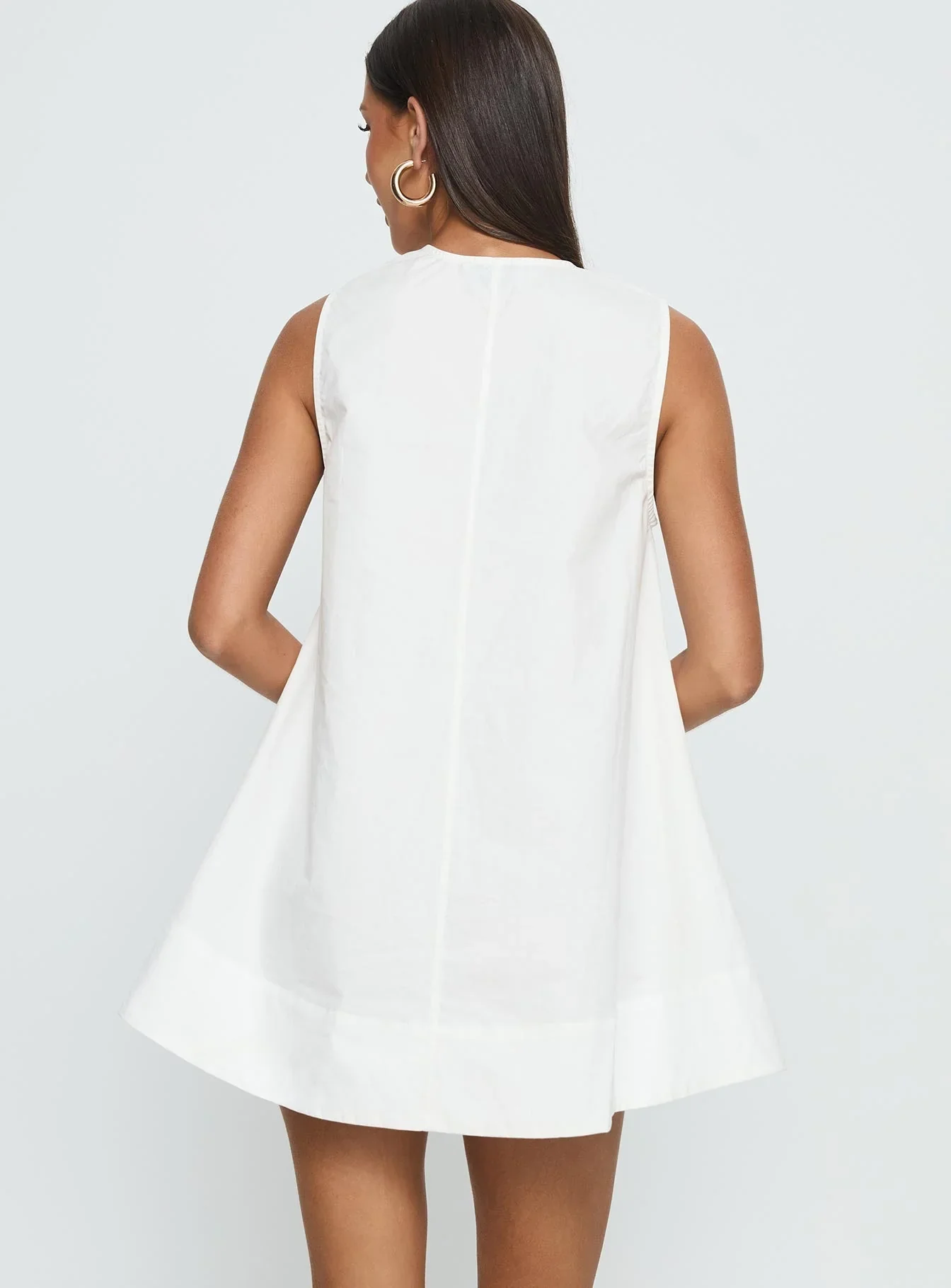 Eberta Ruched Baby Doll Mini Dress White - luluinthesky