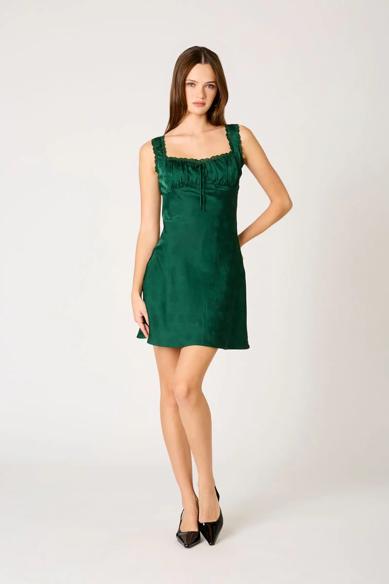 Satin Milkmaid Mini Dress