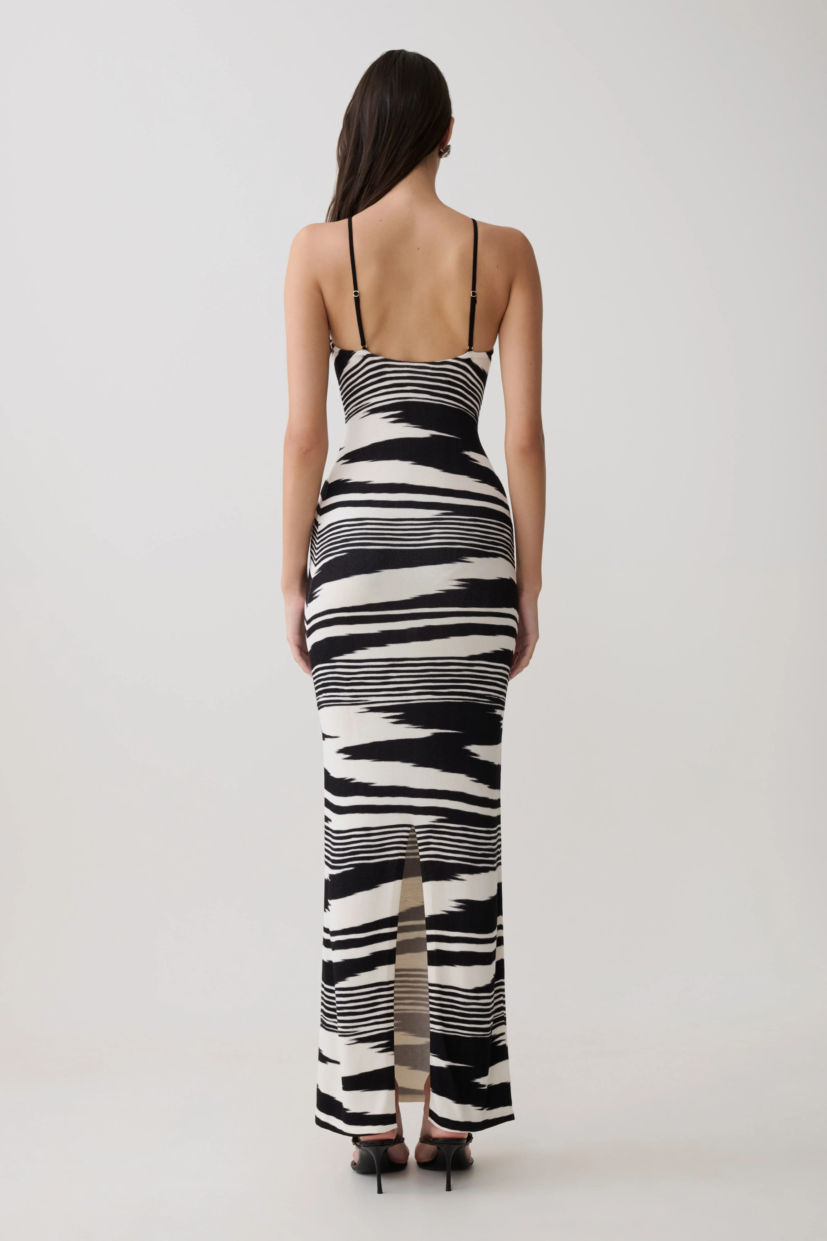 Ashtin Cross Front Knit Maxi Dress - Linear Shift Print