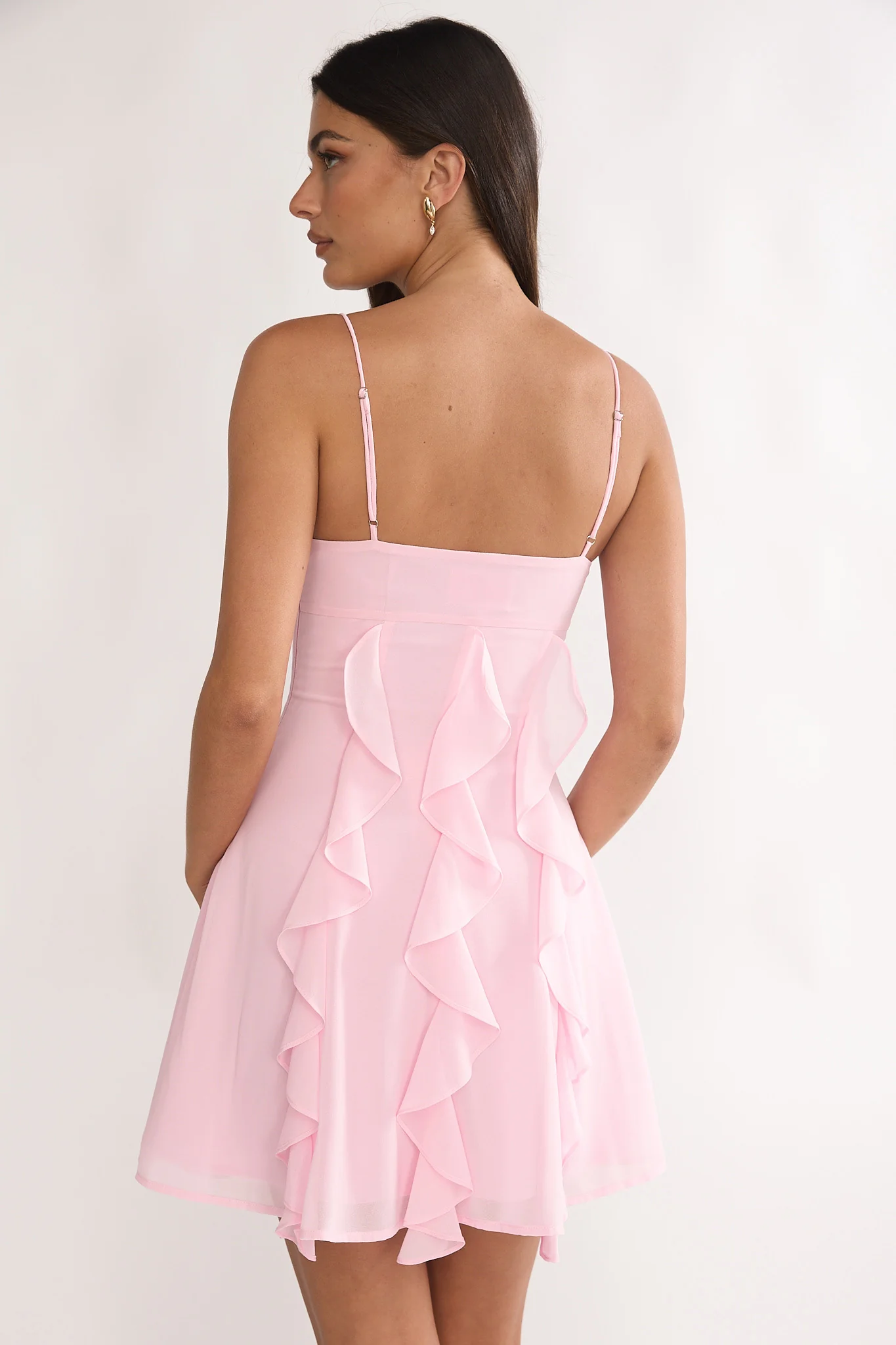 Katalia Ruffle Mini Dress Blush - luluinthesky