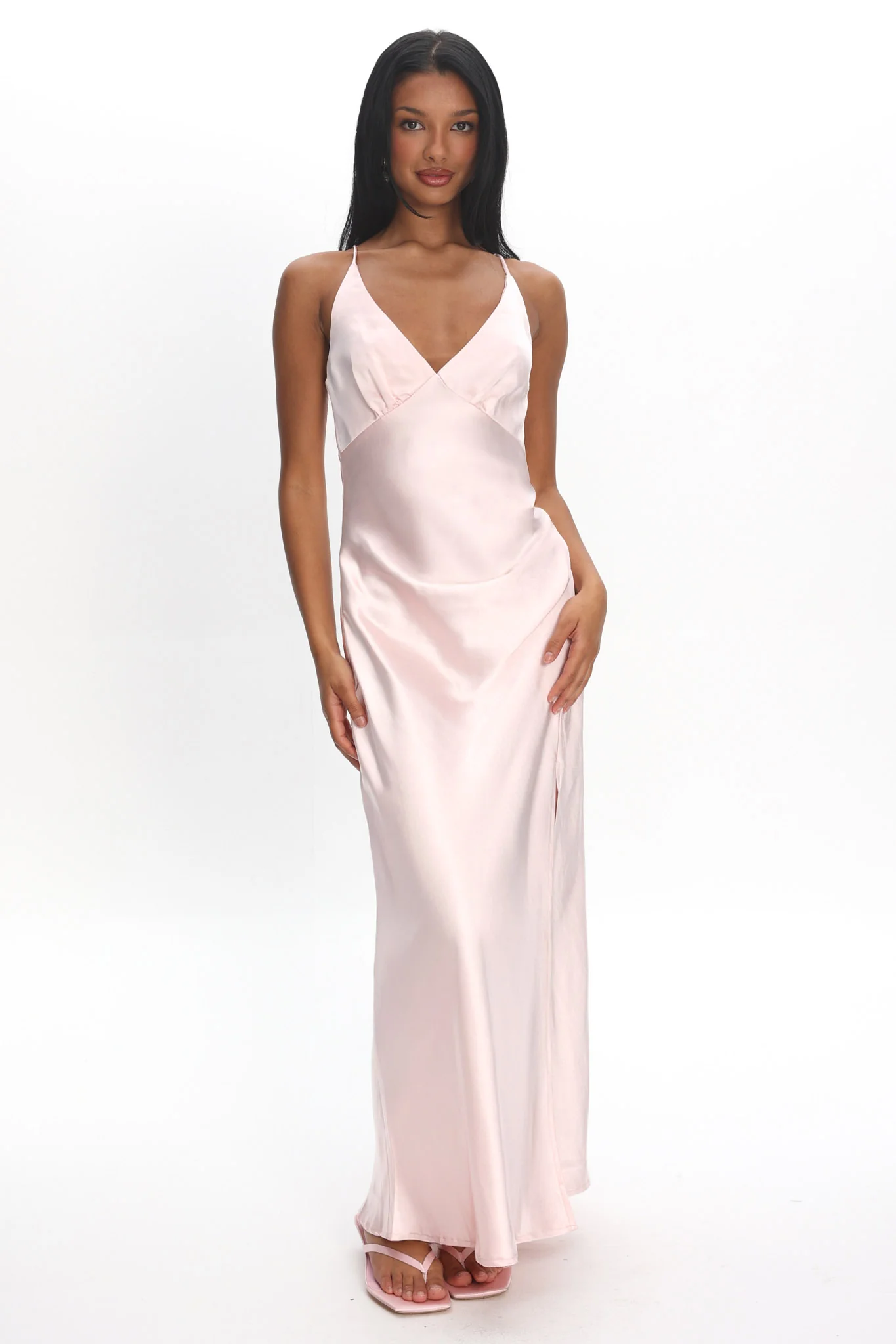 Marlie Side Pleat Maxi Dress Blush