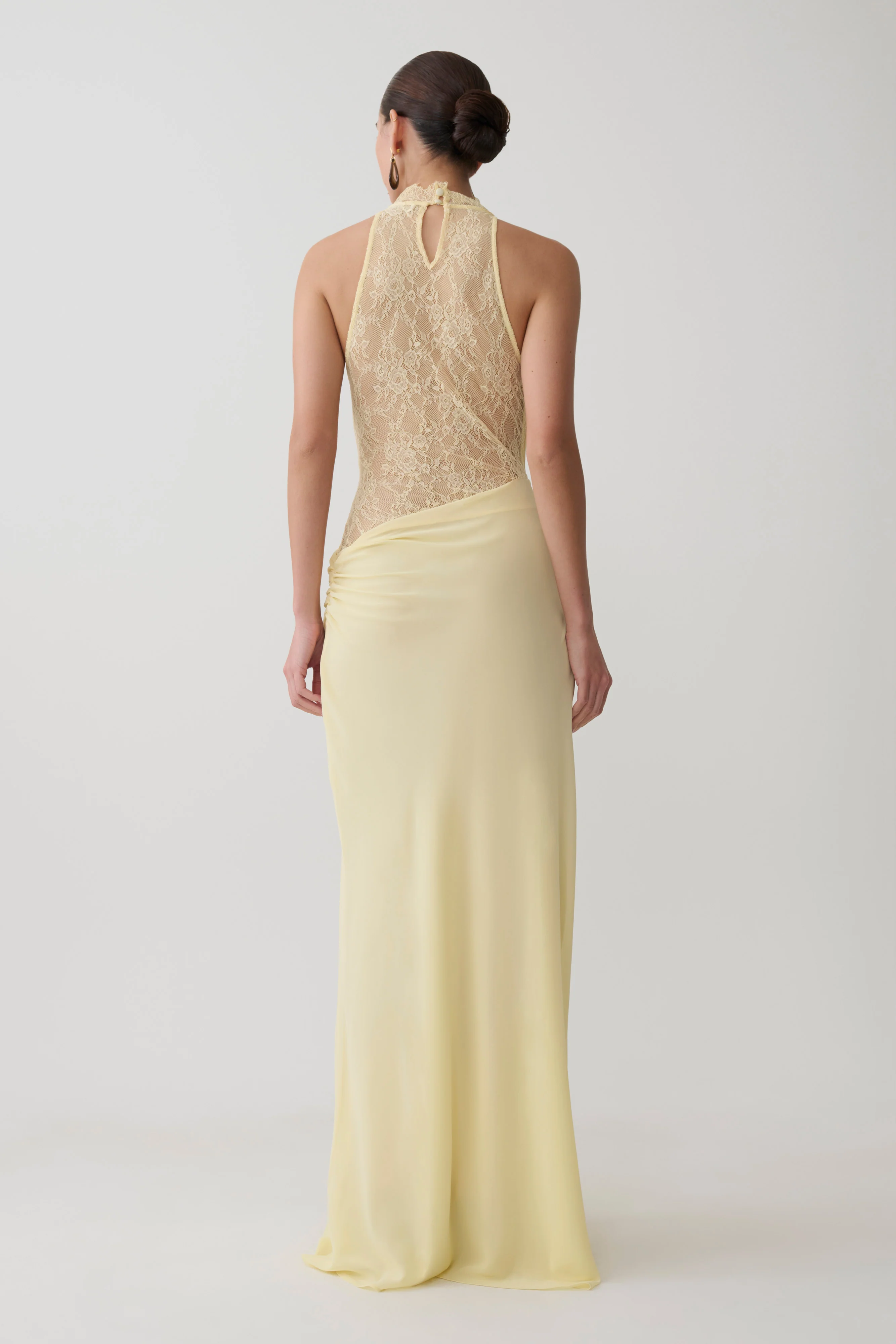 Arra Chiffon And Lace Halter Maxi Dress - Lemon