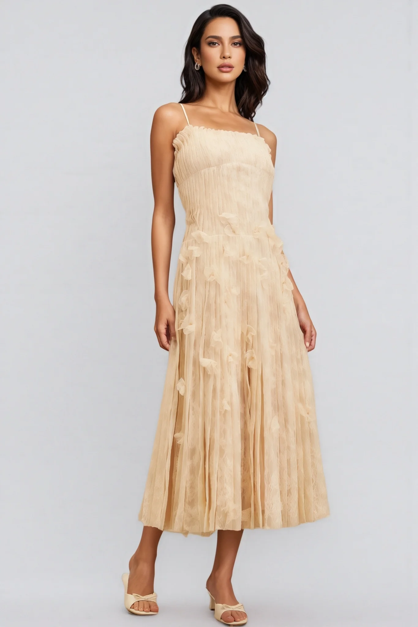 Urikd 3D Flower Strapless Maxi Dress
