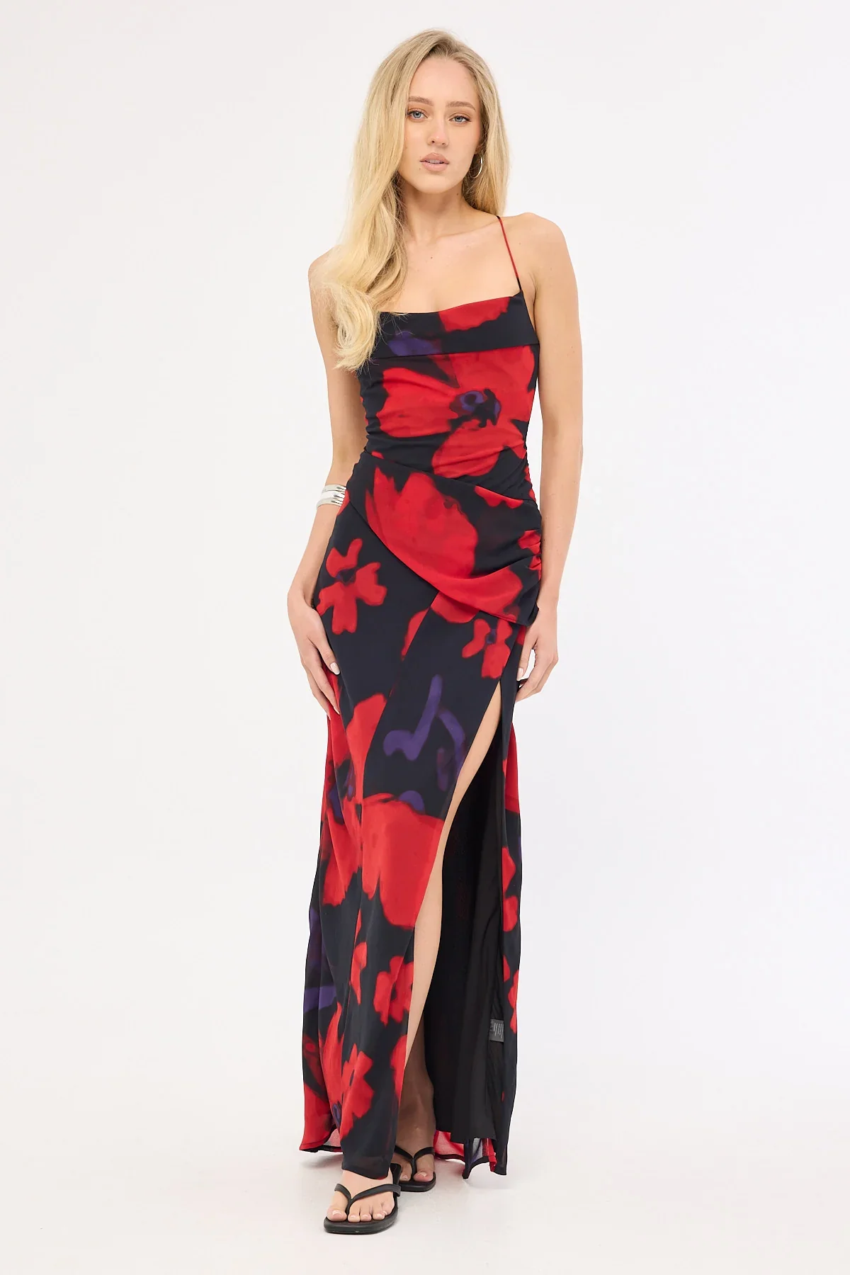 Perfect Stranger Saskia Chiffon Maxi Dress Black Print