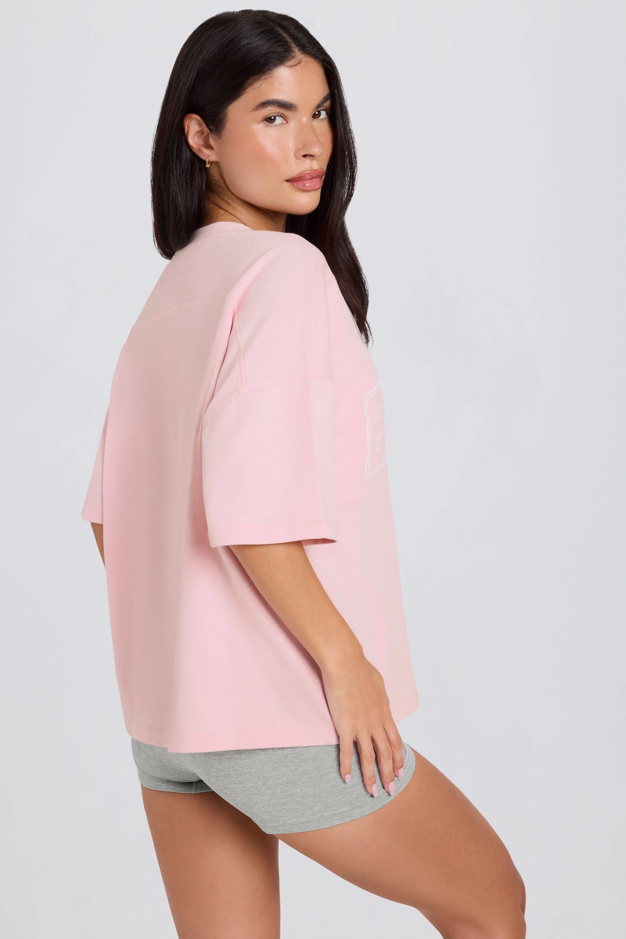 Oversized Cotton-Jersey T-Shirt in Powder Pink