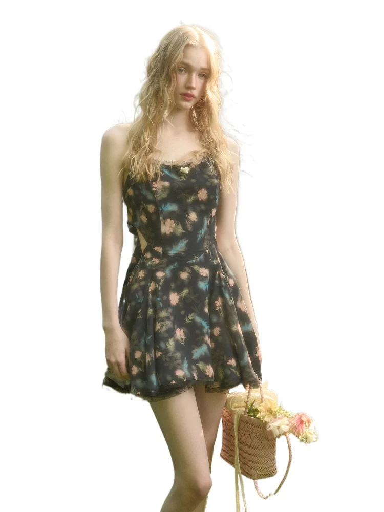 French Lace Bow Little Black Dress