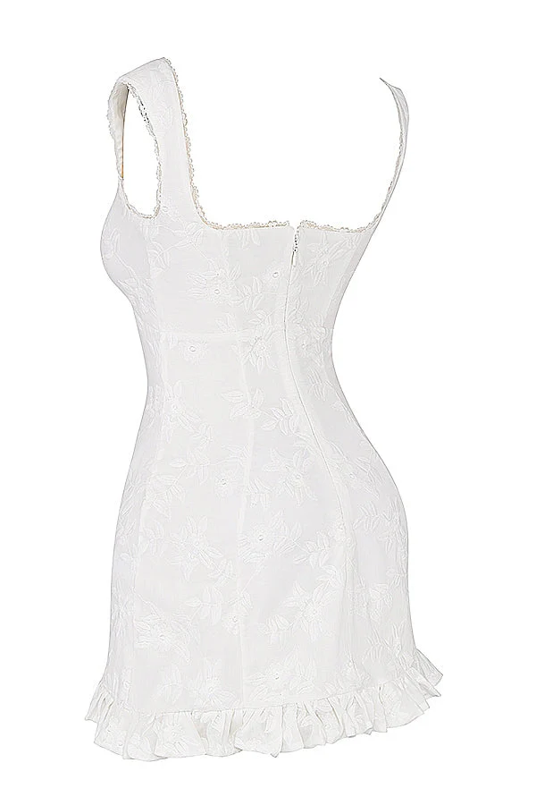 white embroidered mini dress