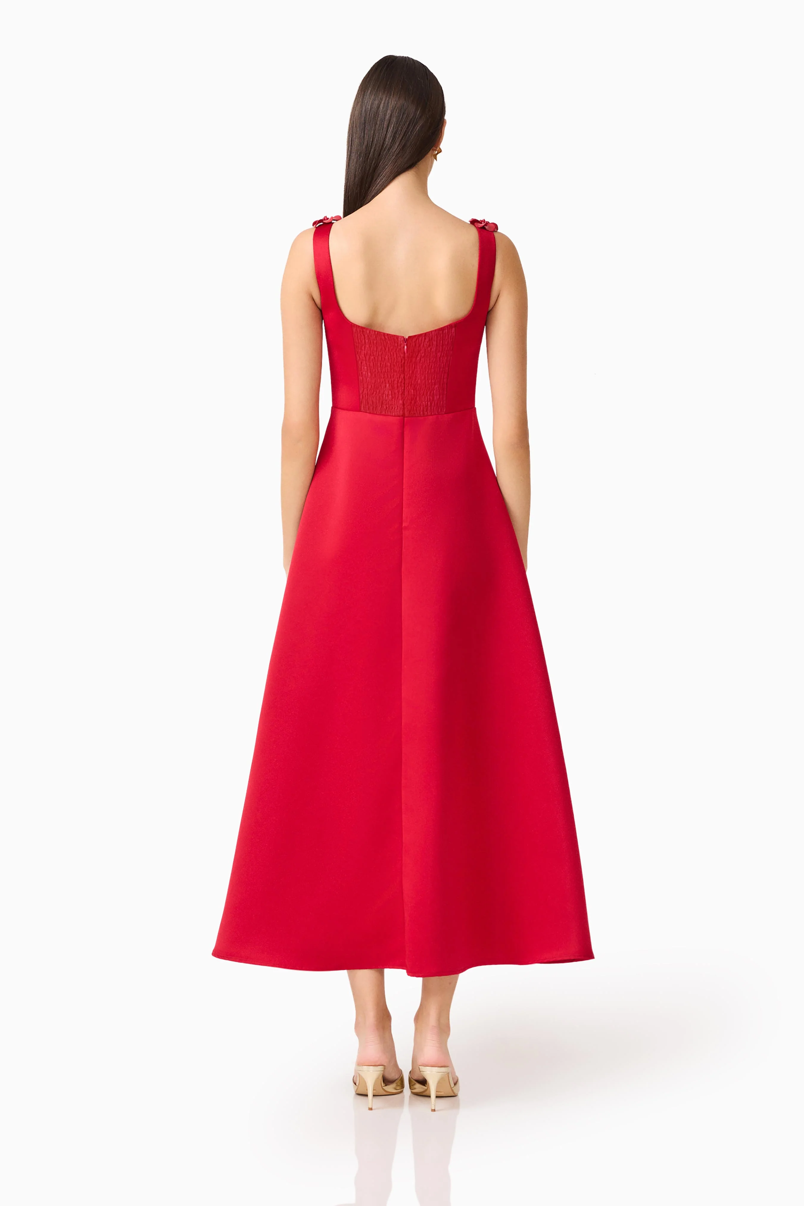 Lucetta Fit & Flare Midi Dress in Red