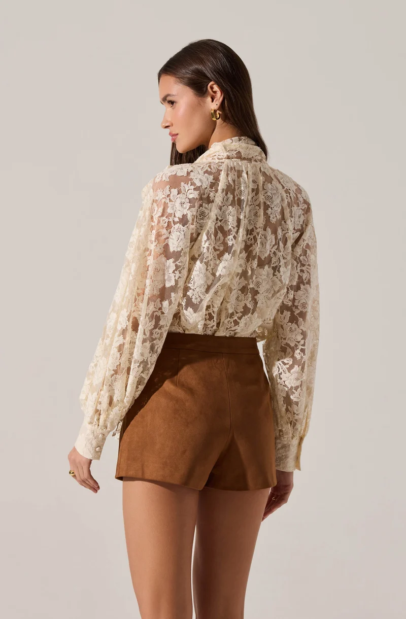 Cinthia Lace Bow Tie Top