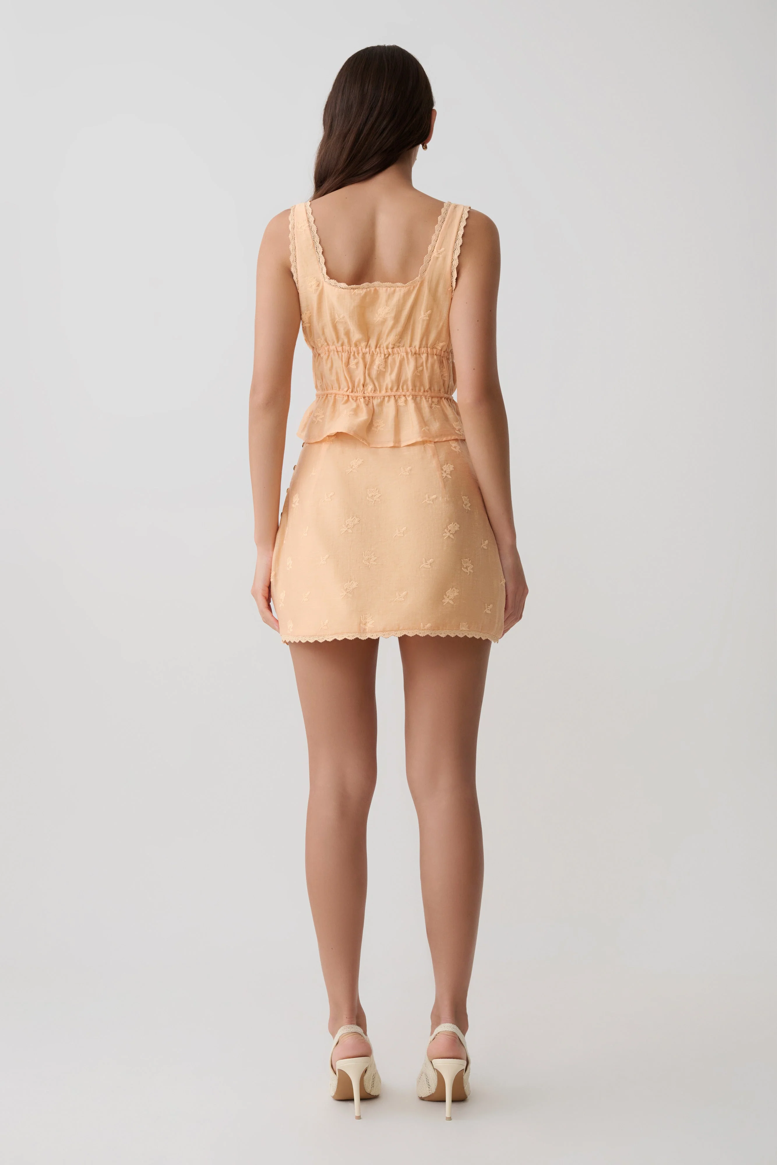 Vivian Embroidered Mini Skirt - Orange