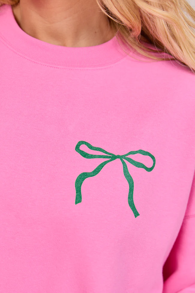 Bow Guest Check Pink Graphic Sweatshirt