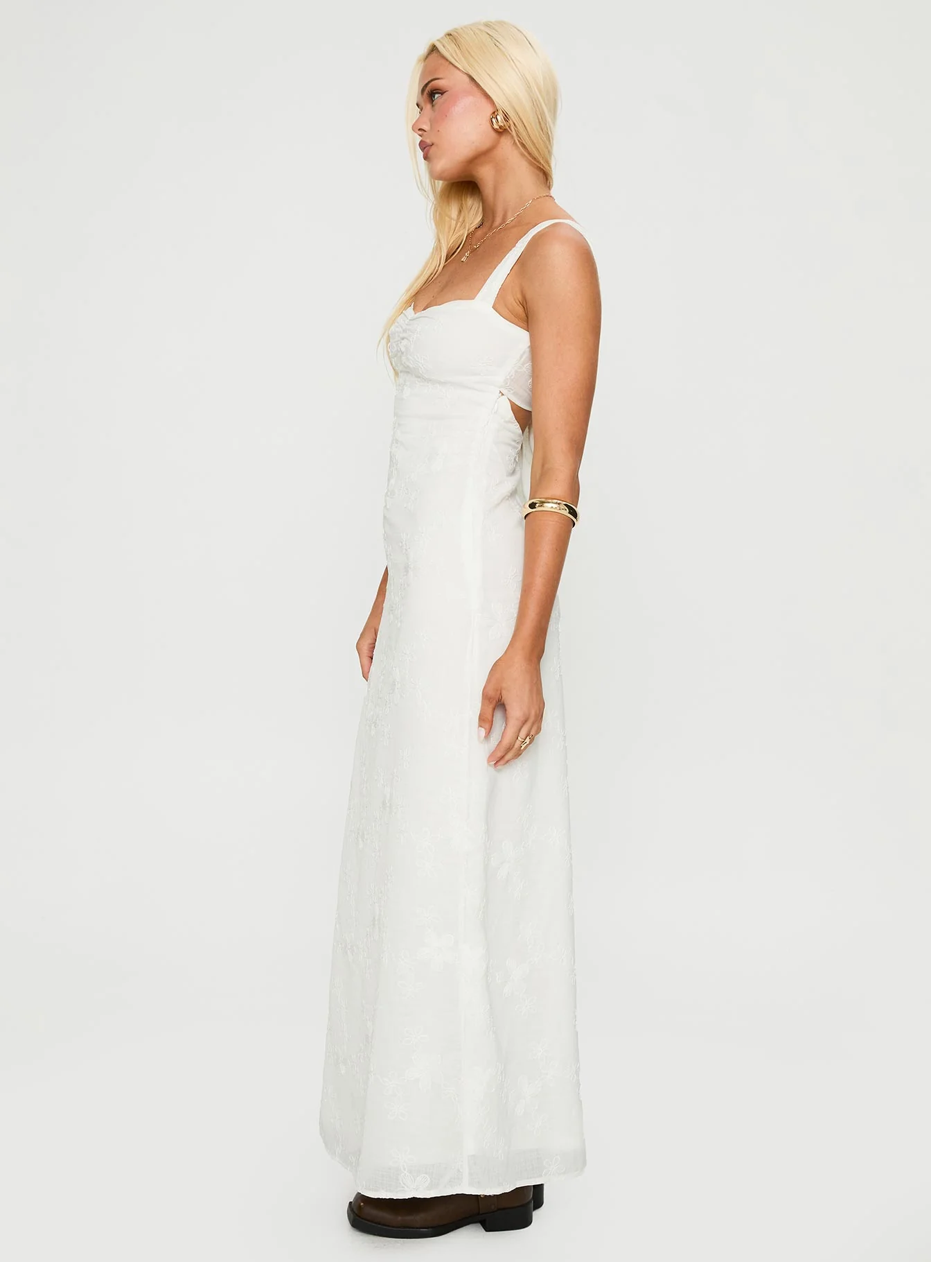 Maisone Broderie Maxi Dress White