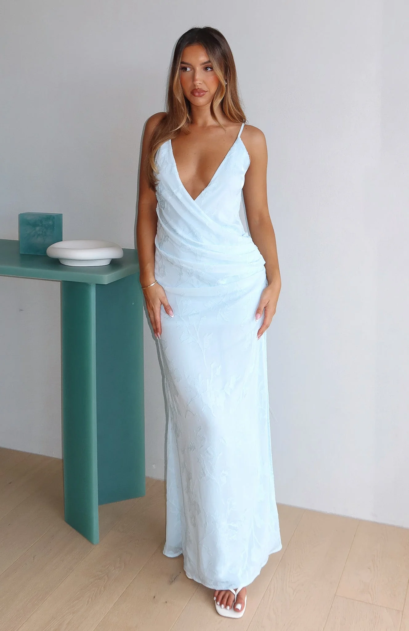 Soft But Sharp Maxi Dress Sky Blue