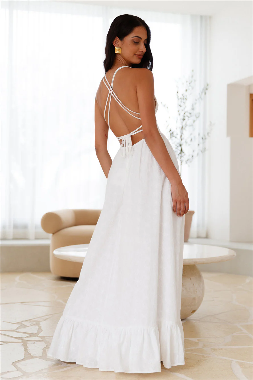 Crystal Clarity Maxi Dress White - luluinthesky