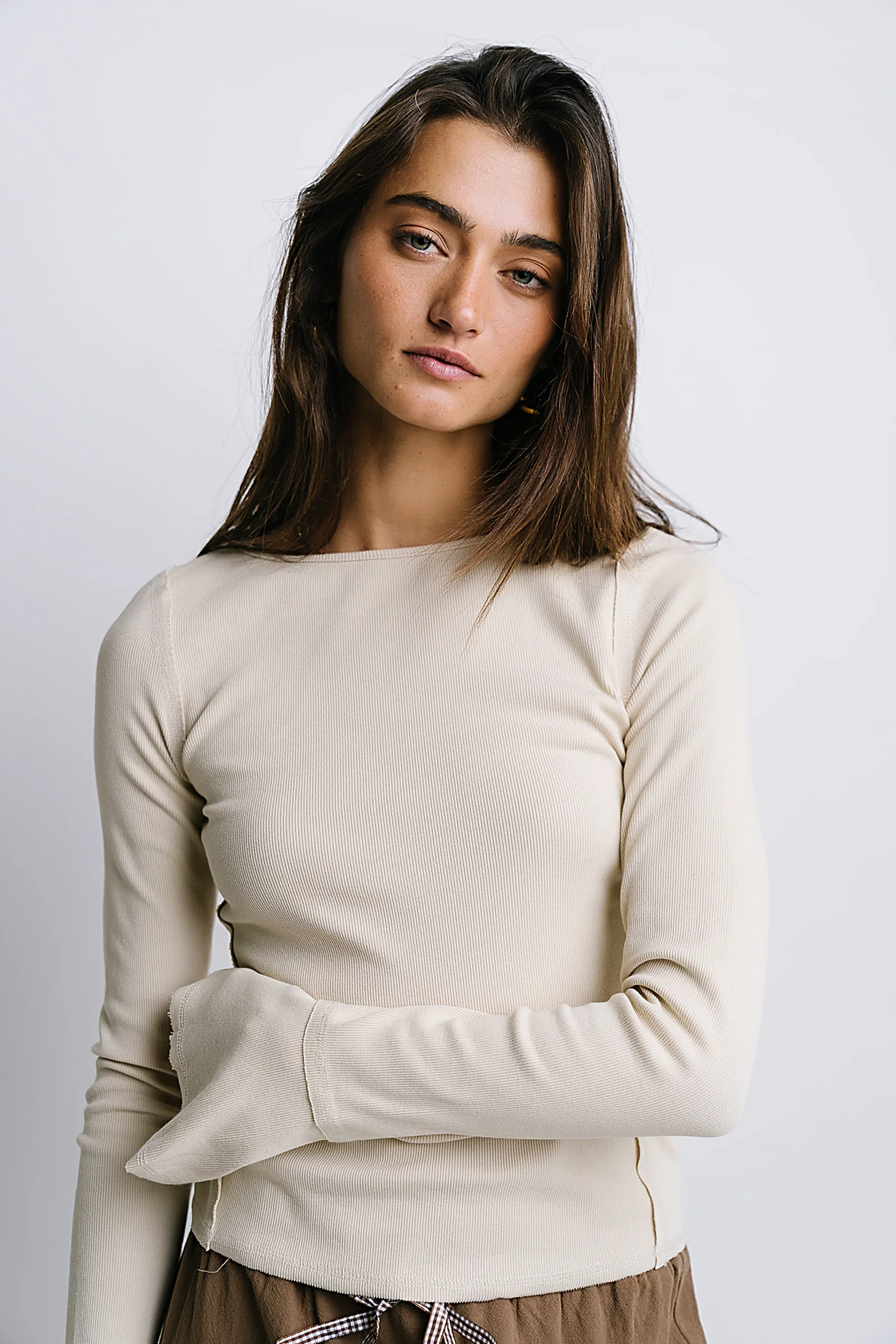 Toby Ribbed Top in Bone