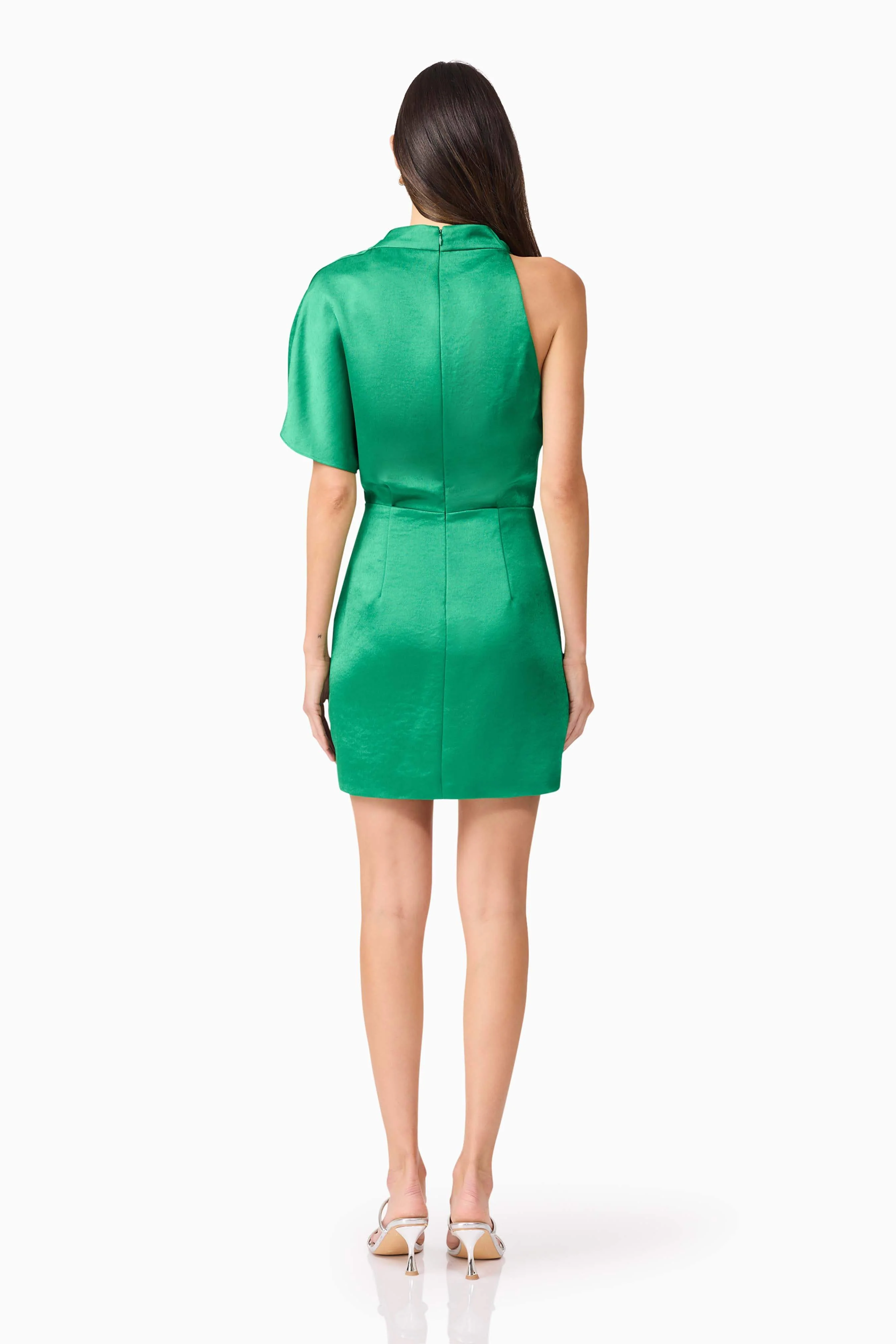 Ameera One Shoulder Mini Dress in Green