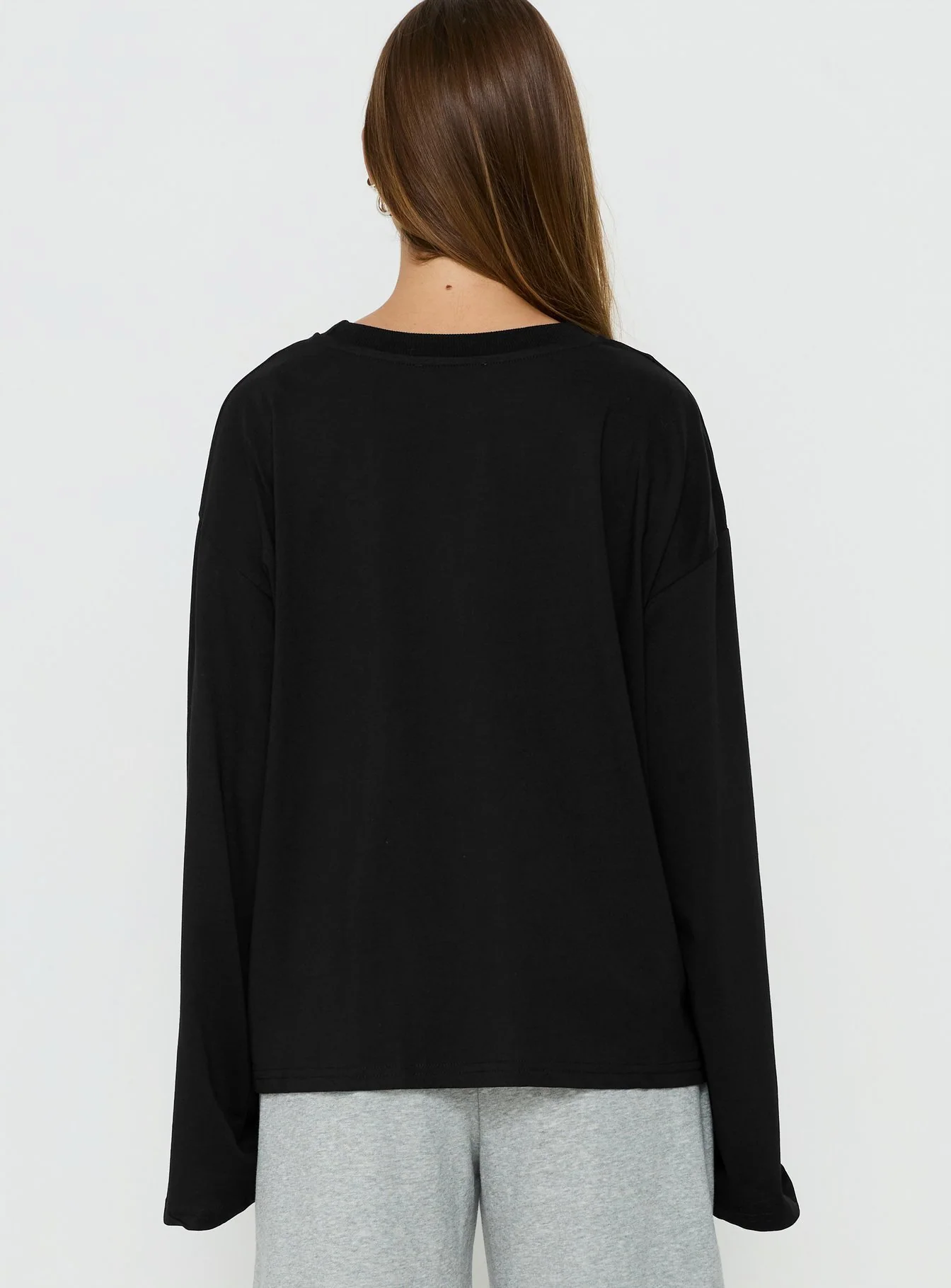 Settle Down Long Sleeve Top Black