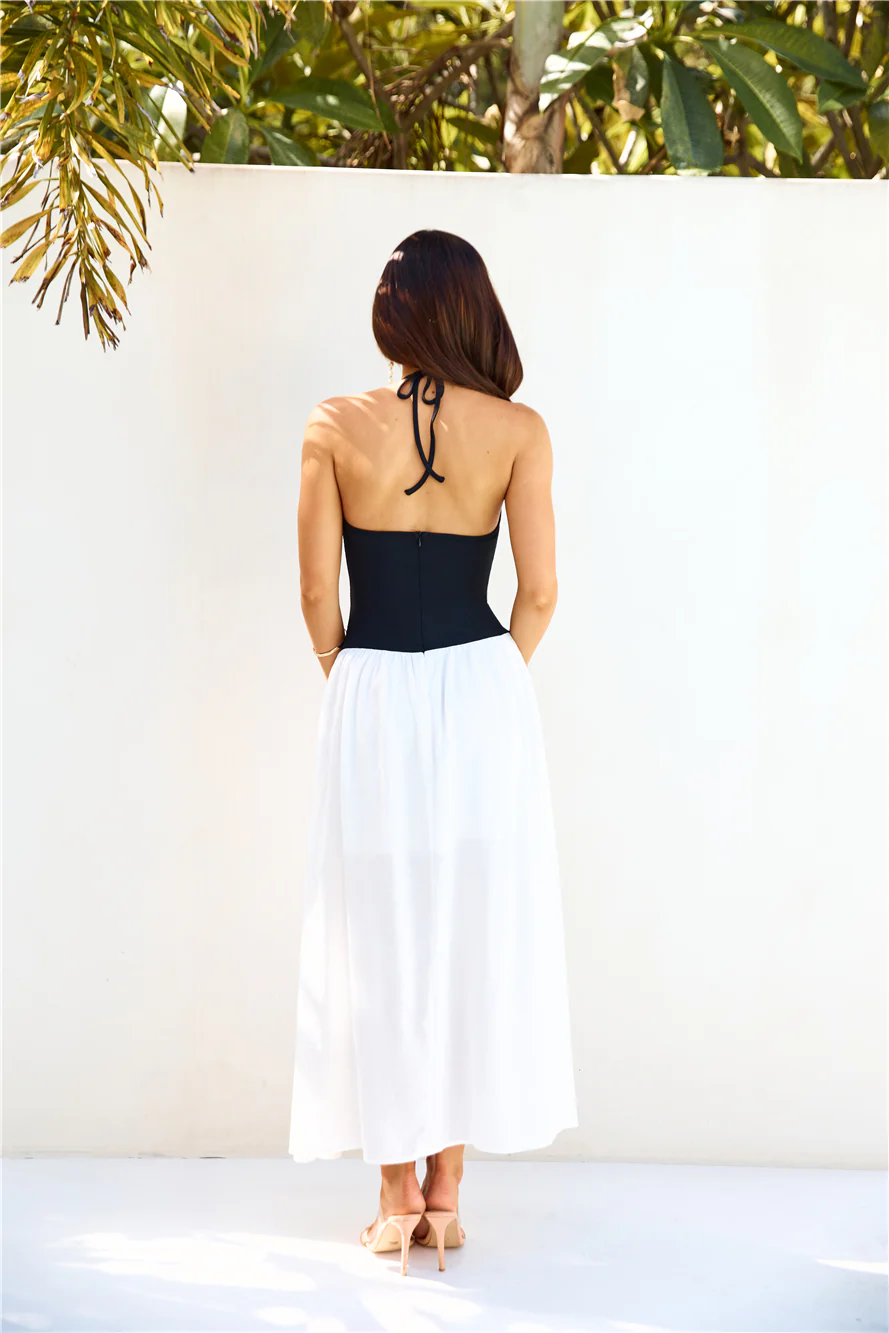Lake Days Halter Maxi Dress White - luluinthesky