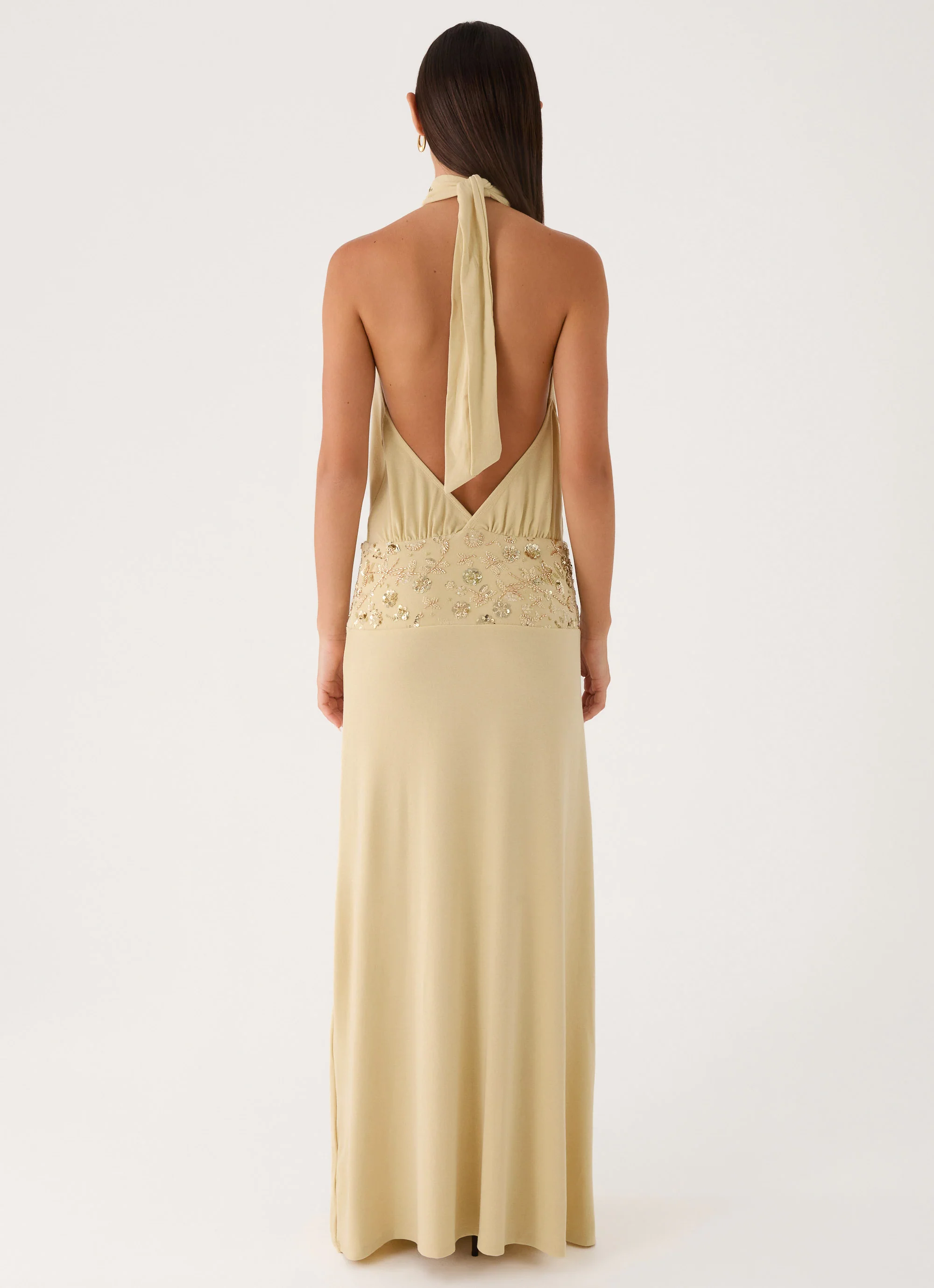 Donyale Halter Maxi Dress - Pale Olive