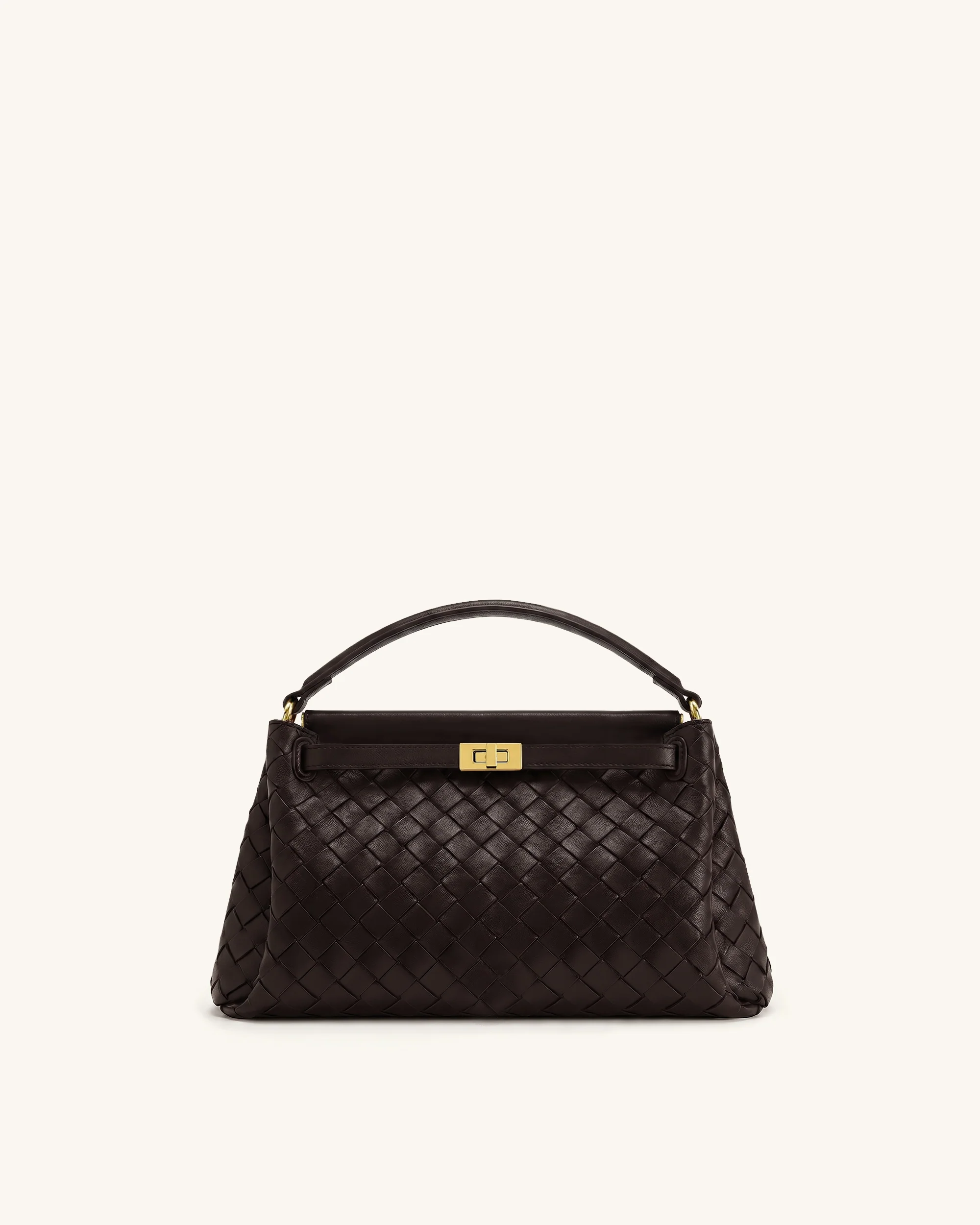 Carmen Woven Top Handle Bag - Dark Brown