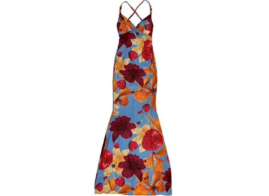 Fitted Backless Print Dress