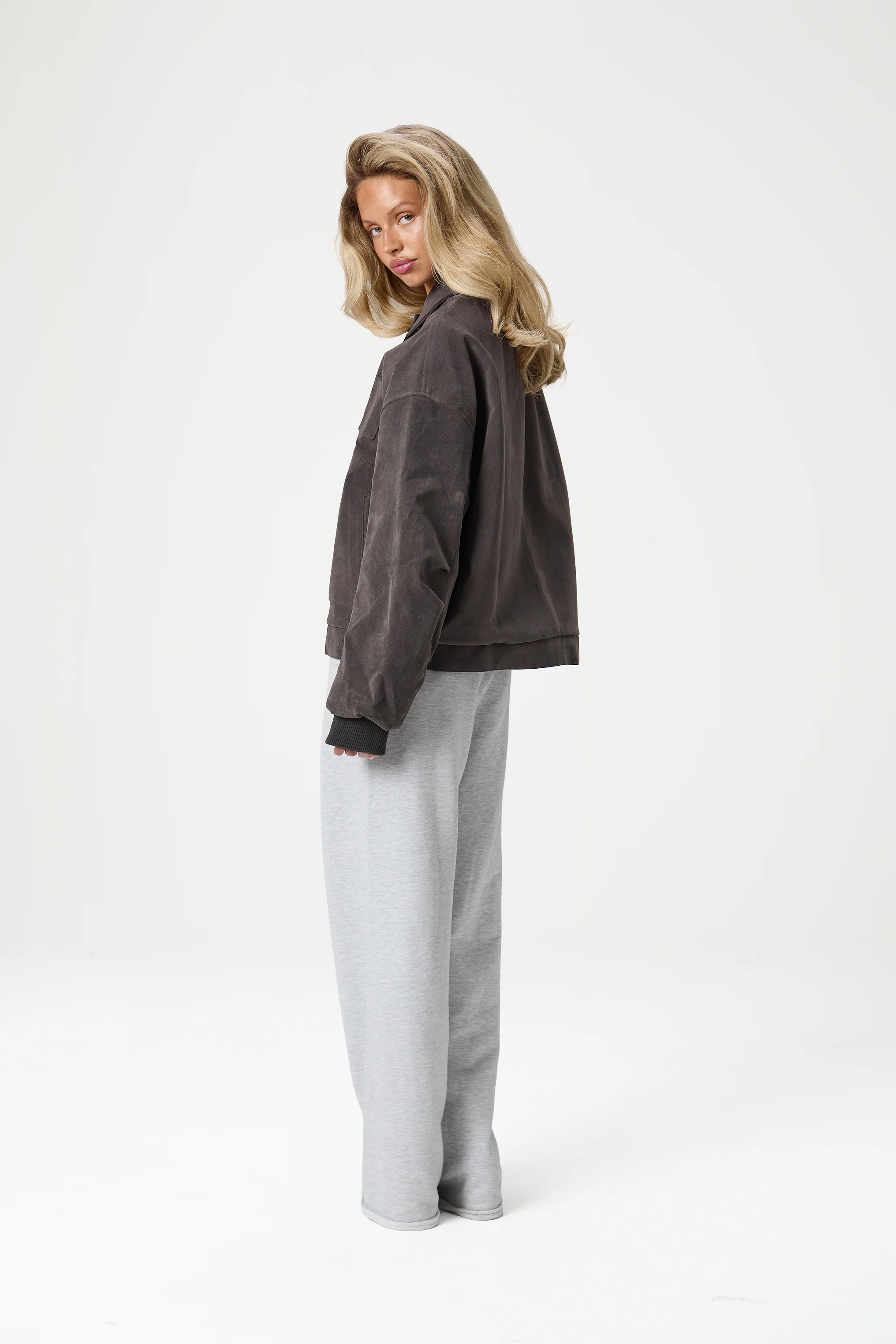 Martha Faux Suede Jacket in Dark Grey