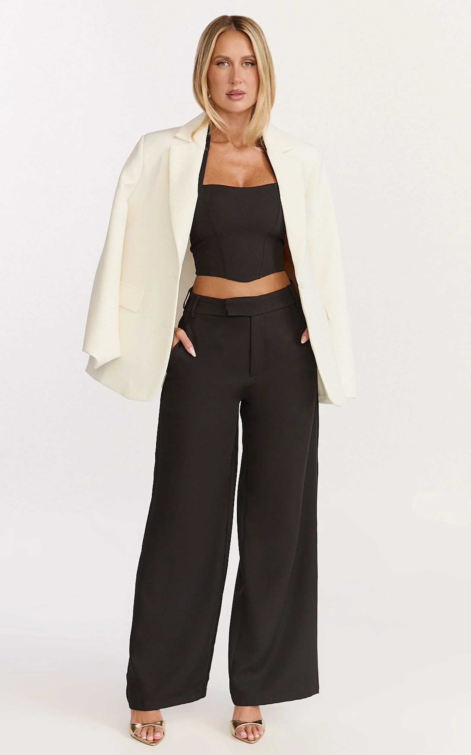 Karina Top - Halter Neck Princess Panel Top in Black