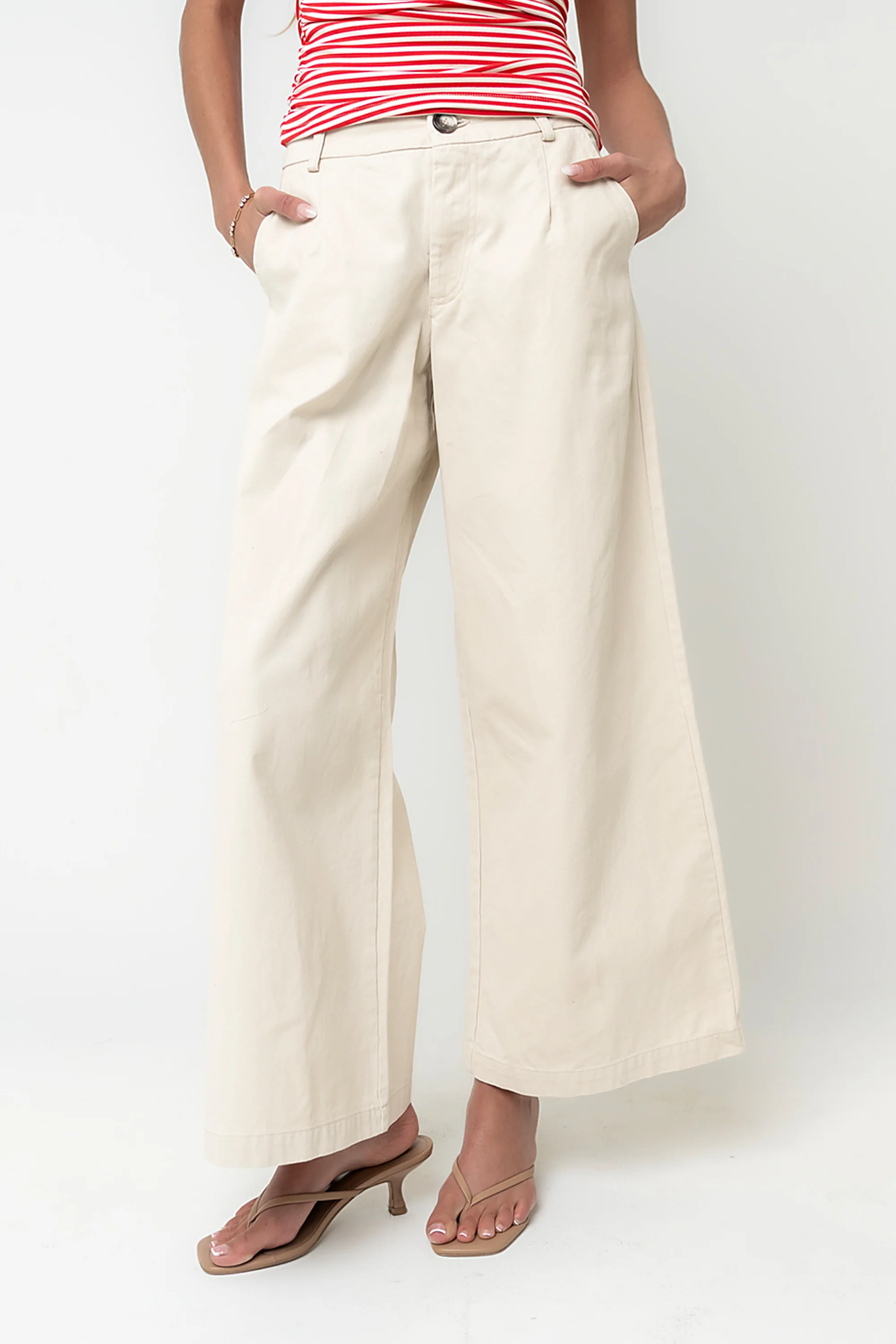 Jannah Wide Leg Pants in Ecru - FINAL SALE